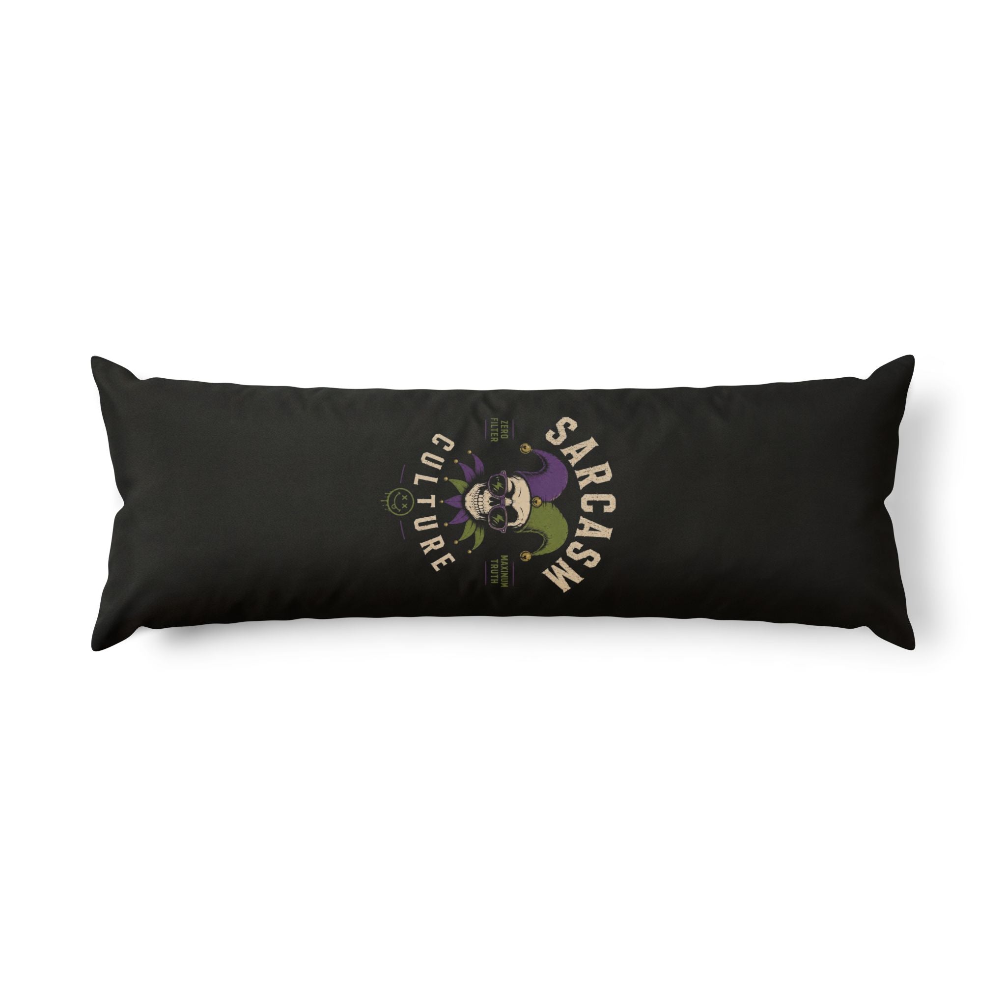 Sarcasm Culture Body Pillow — Funny Skull Graphic Long Pillow for Teens & Adults
