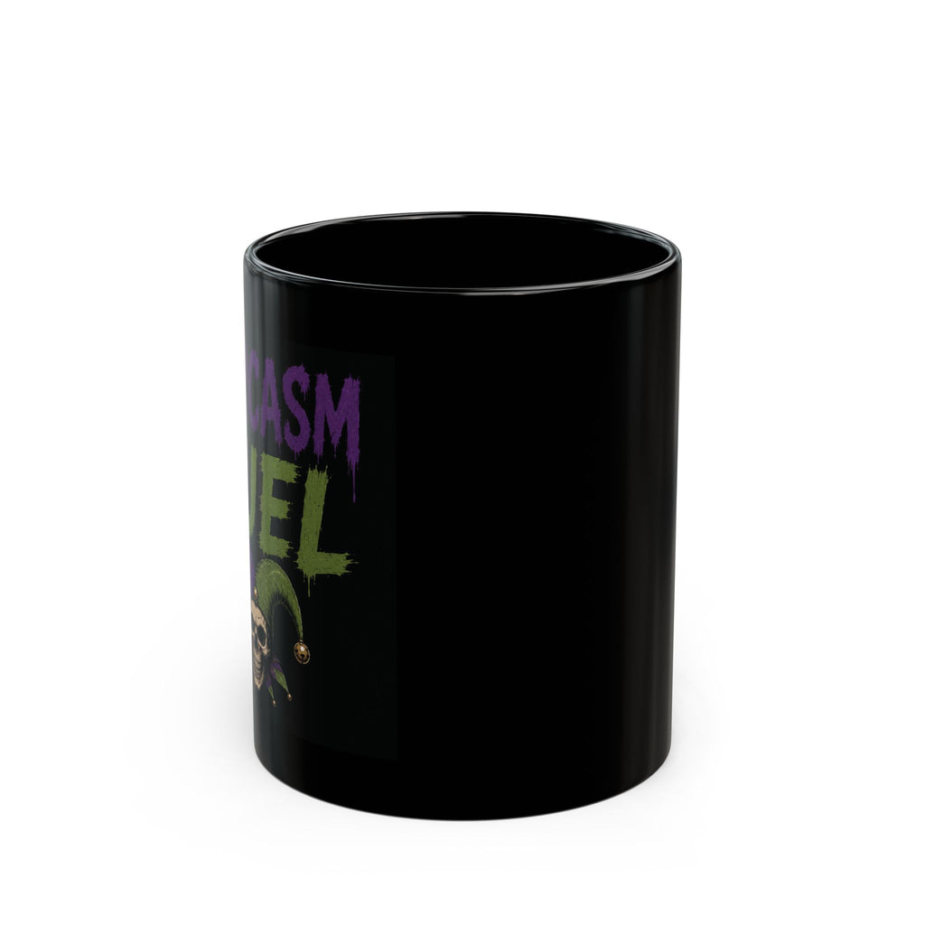 Sarcasm Fuel Black Mug — Funny Gothic Skull Coffee Cup (11oz/15oz)
