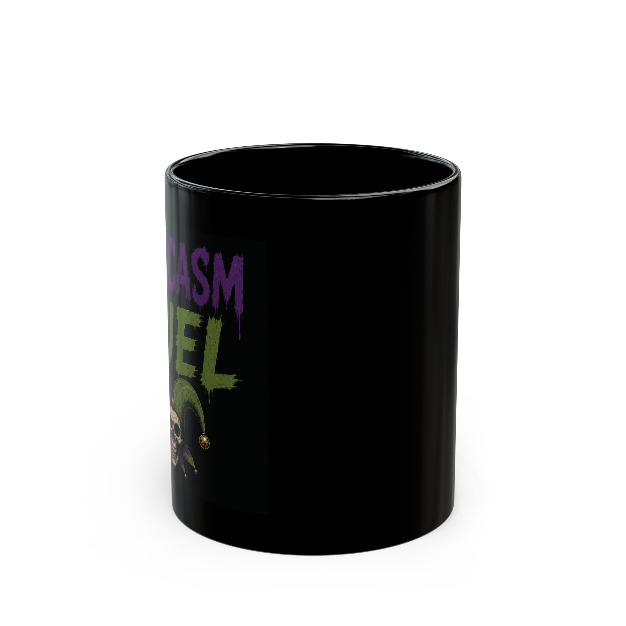 Sarcasm Fuel Black Mug — Funny Gothic Skull Coffee Cup (11oz/15oz)