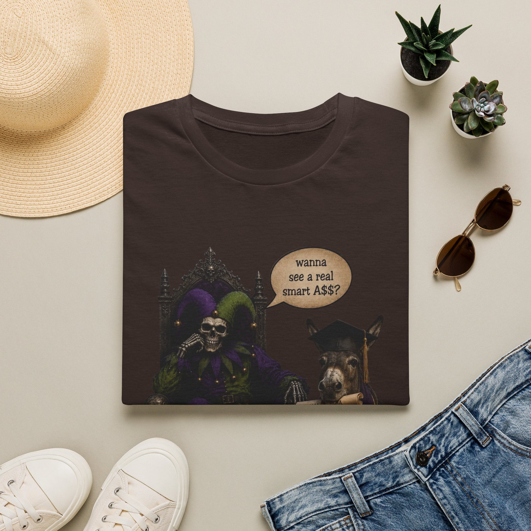 Jester Throne T-Shirt — “Wicked and a Smart Ass” Dark Gothic Graphic Tee