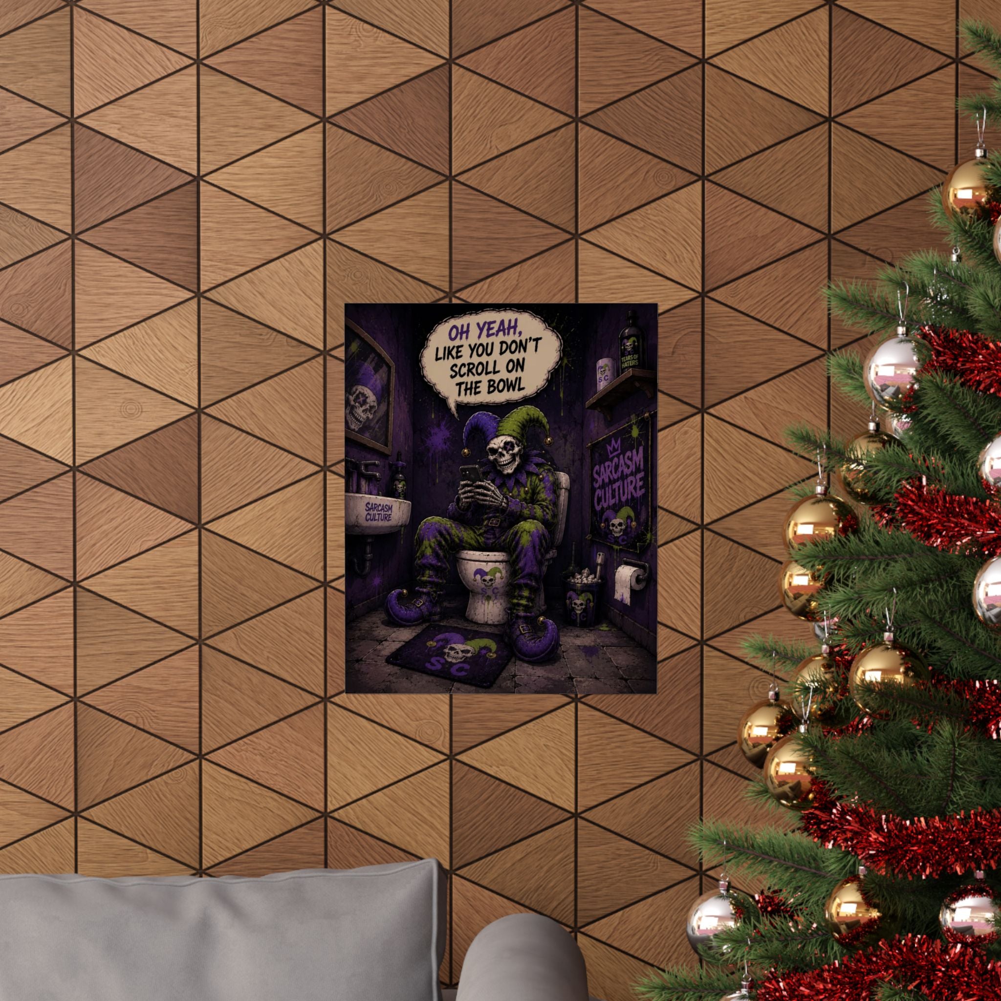 Skull Jester Poster — "Oh Yeah, Like You Don't Scroll on the Bowl" Matte Vertical Wall Art