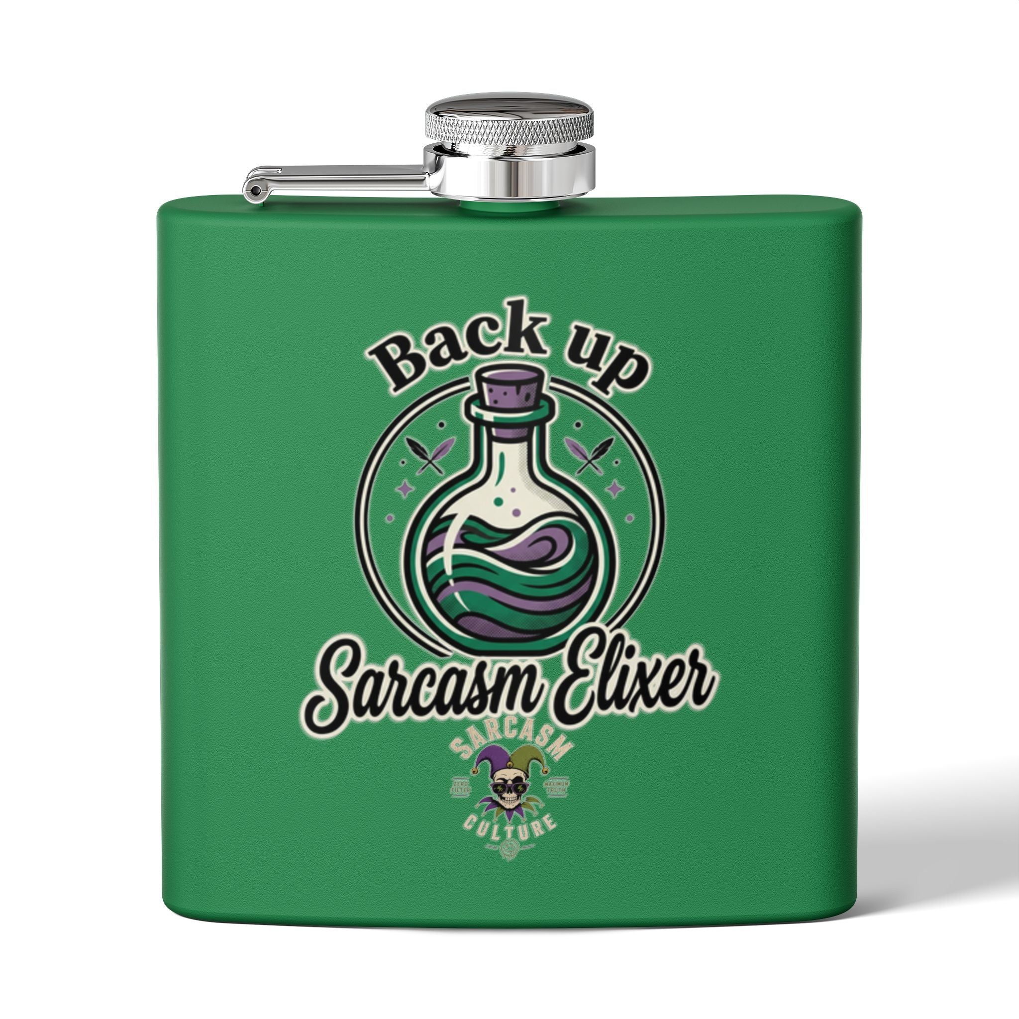 Sarcasm Elixir Flask — 6oz Stainless Steel Hip Flask