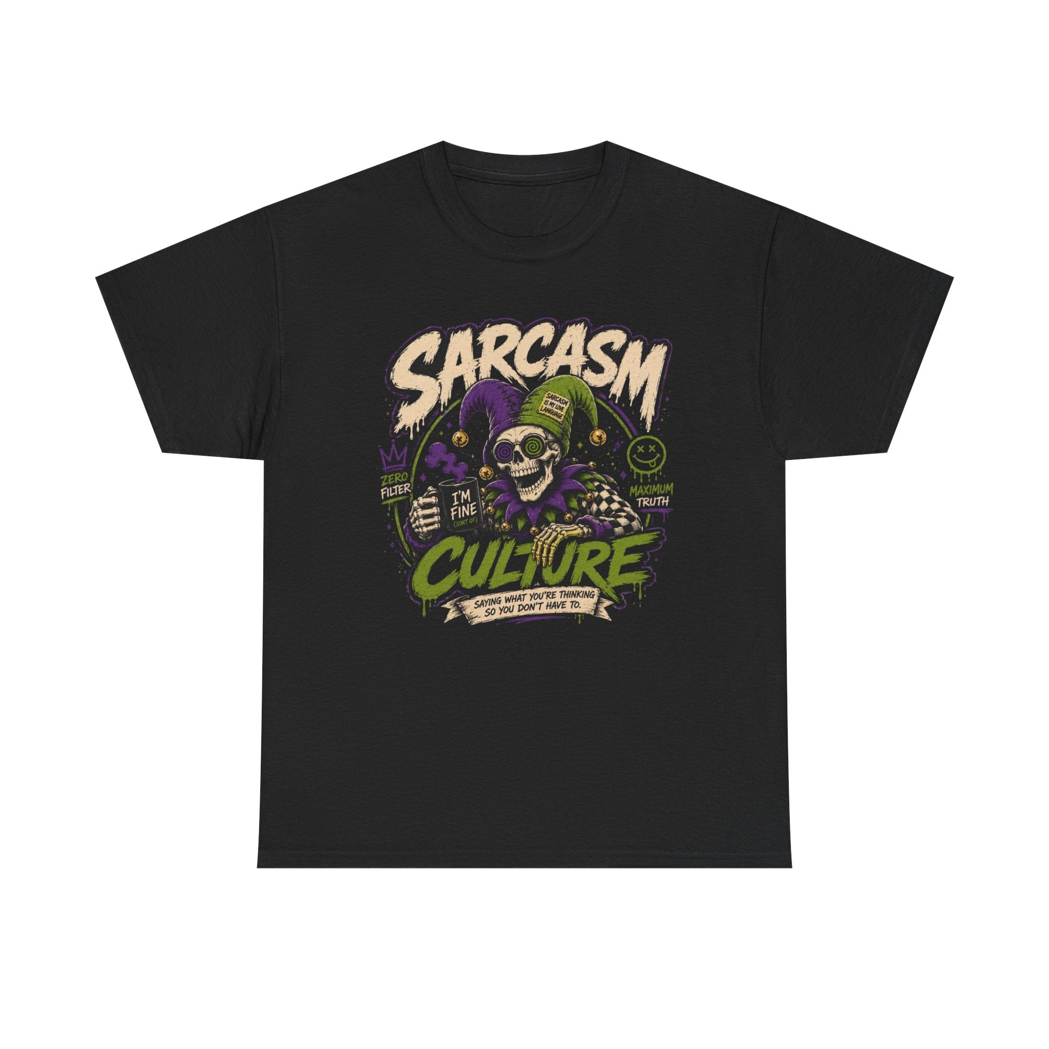 Off His Meds Jester Tee — Wild & Unhinged Sarcasm Culture Graphic T-Shirt
