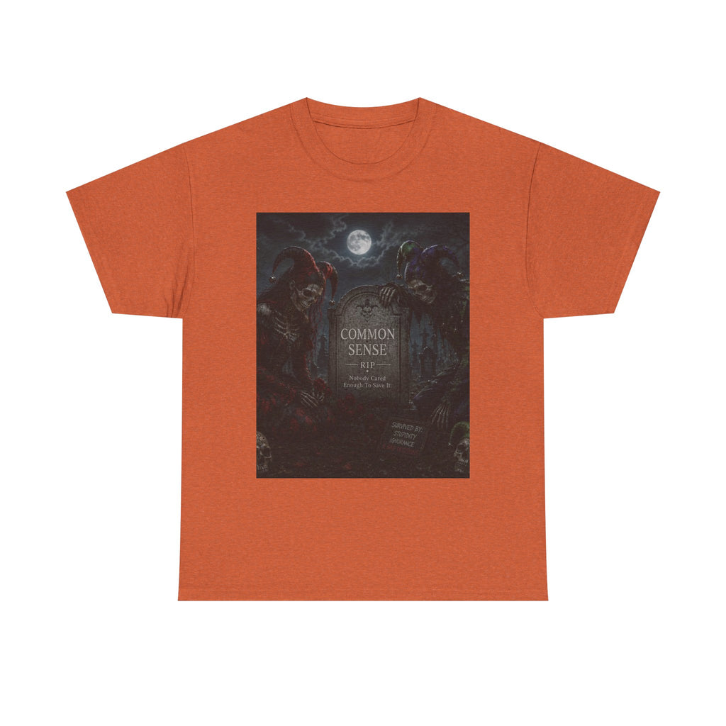"Common Sense" Gothic Moon Dark Humor Graphic T-Shirt | Skeleton Jester