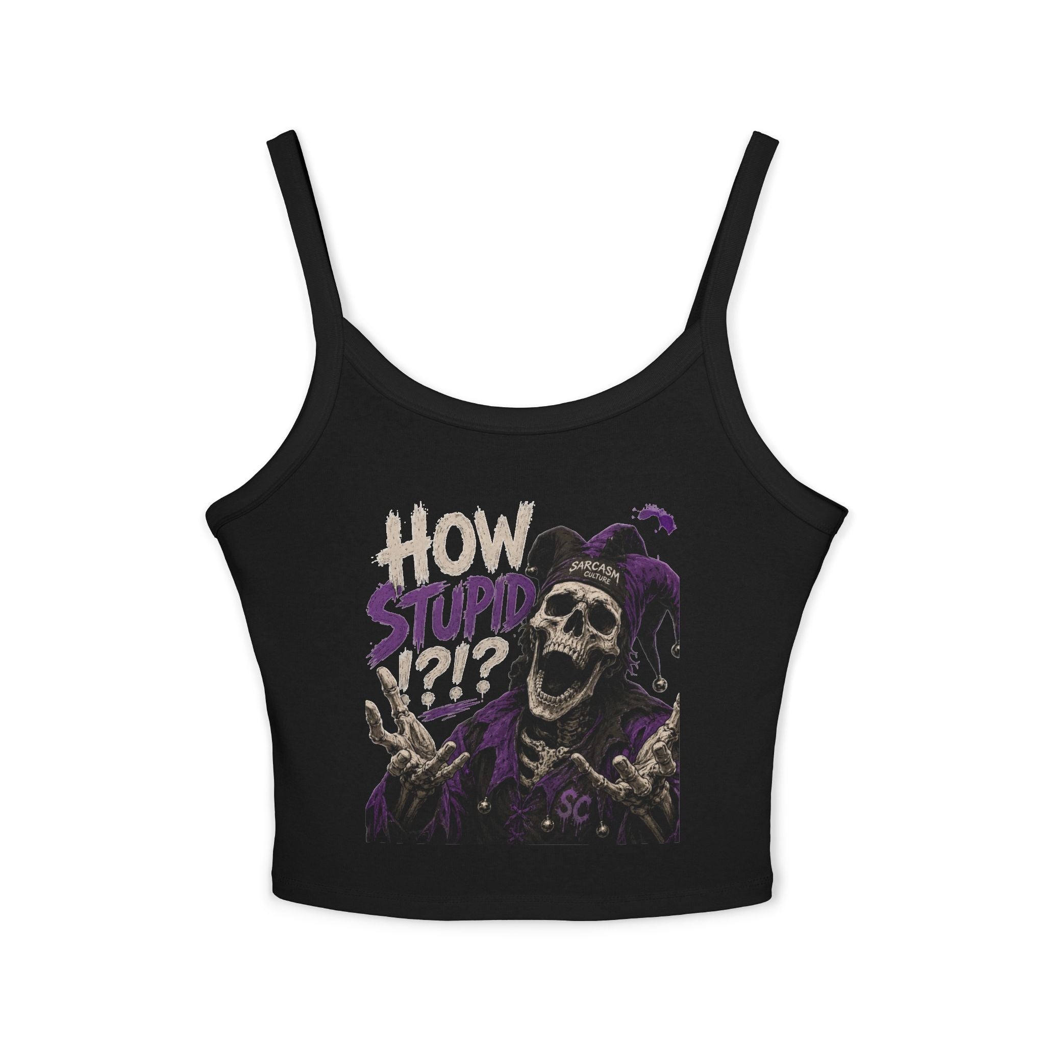 How Stupid?! — Jester Spaghetti Strap Crop Tank Top