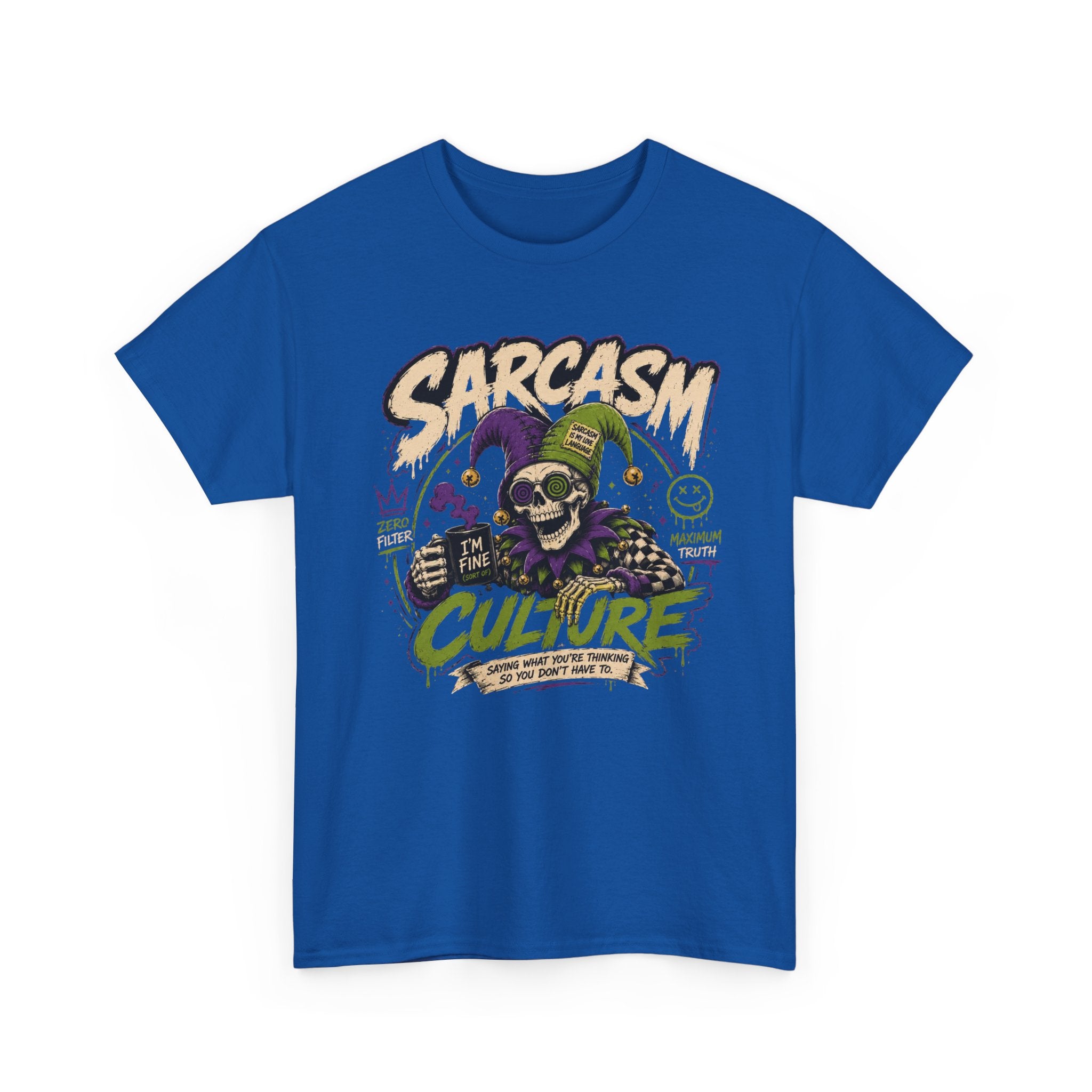 Off His Meds Jester Tee — Wild & Unhinged Sarcasm Culture Graphic T-Shirt