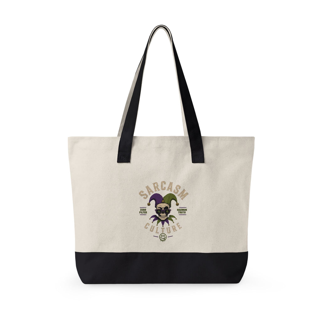 Zippered Canvas Tote — "Emotional Baggage" & Sarcastic Clown Graphic Utility Bag