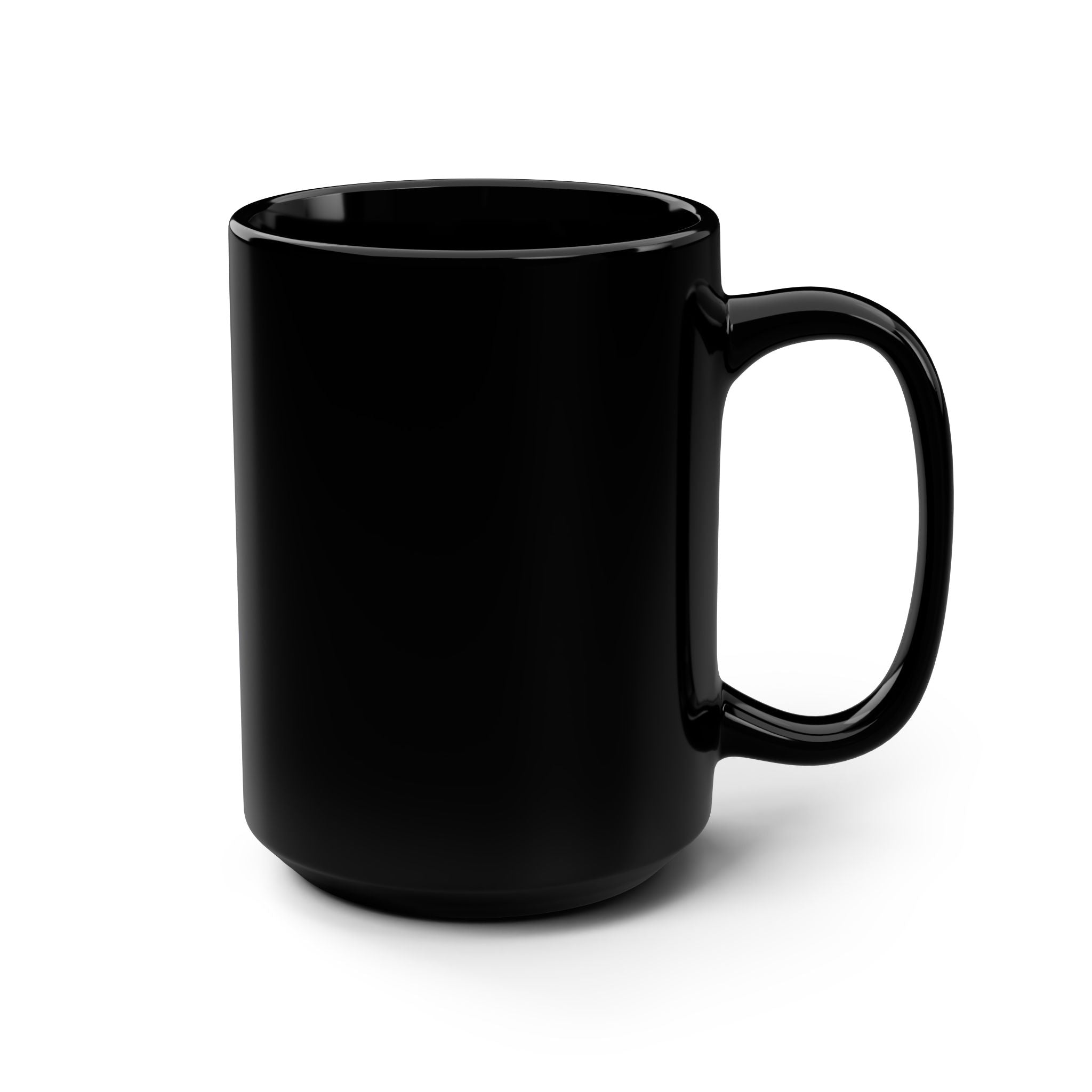 Black Ceramic Mug — Jester Skull Customer Service Design (15oz)