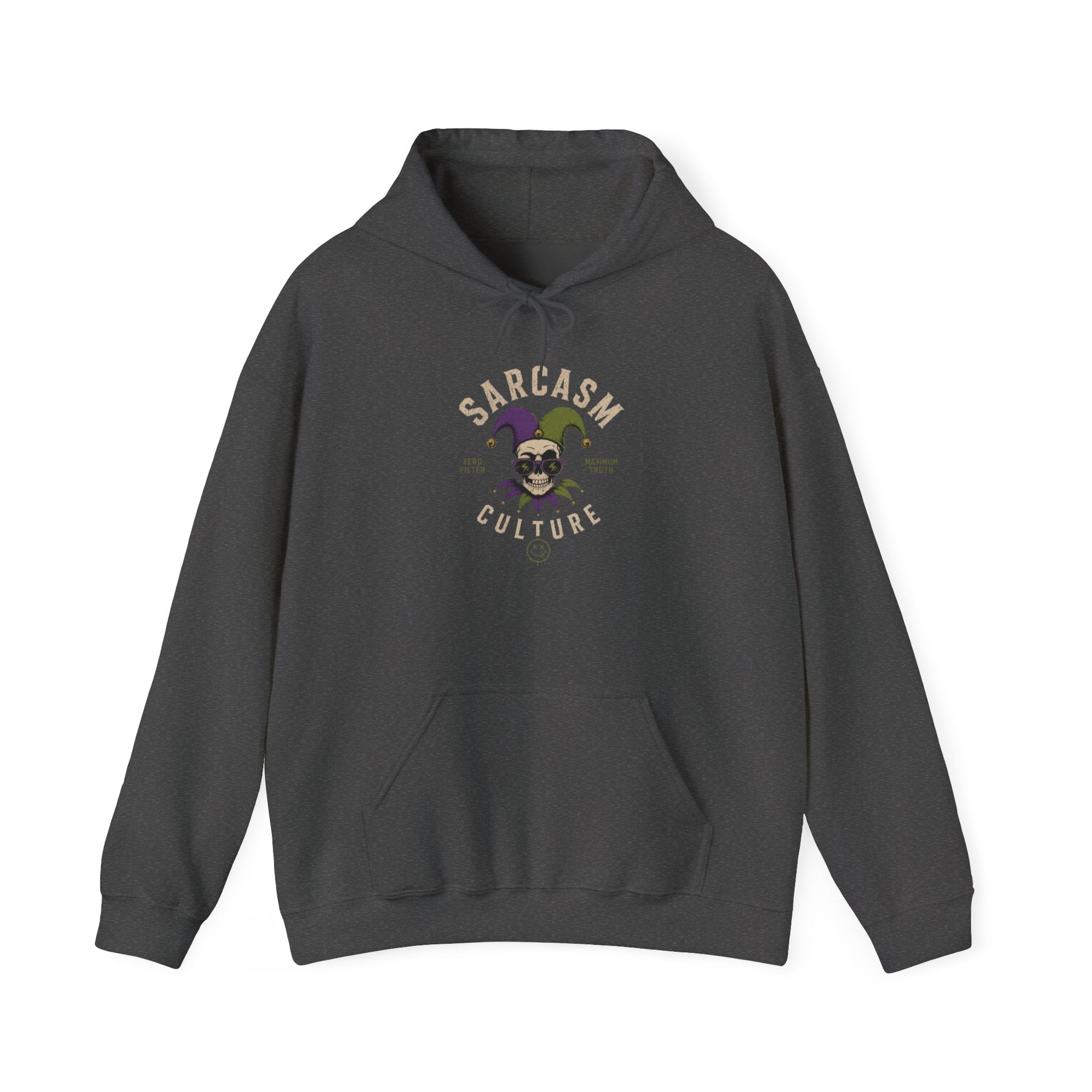 The Emotional Support Hoodie — Jester Skull Dark Rose | Sarcasm Culture