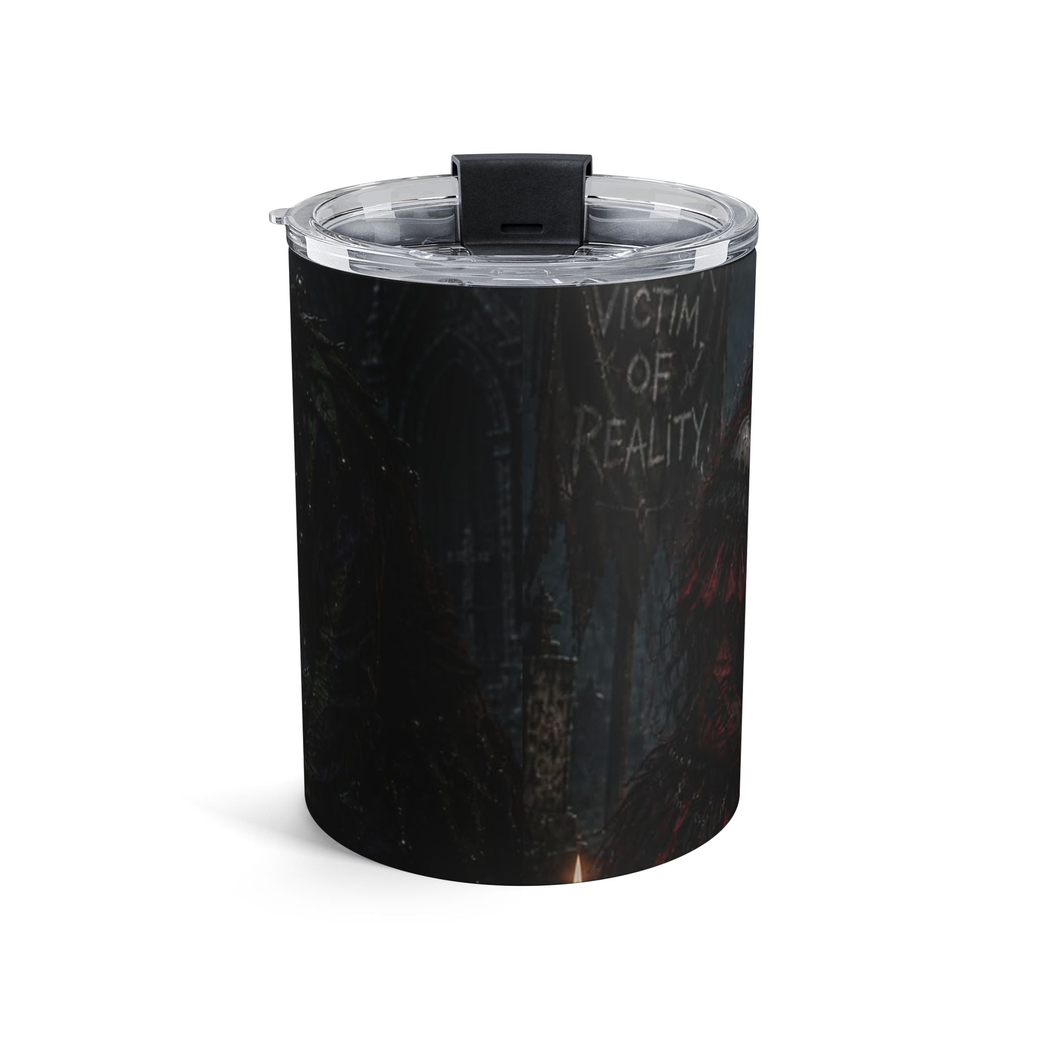 Common Sense R.I.P. Tumbler — 'End of Common Sense' Skeleton Jester Gothic Gravestone 10oz Travel Mug