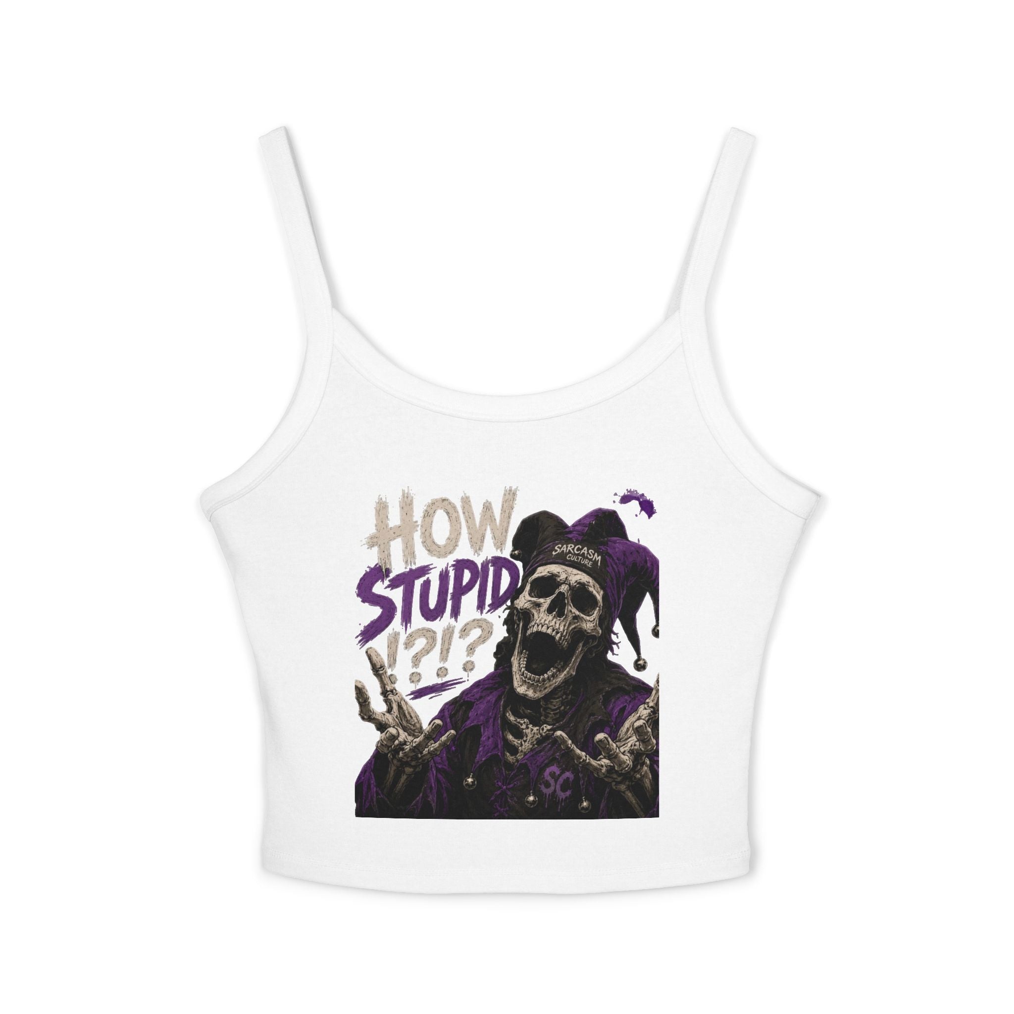 How Stupid?! — Jester Spaghetti Strap Crop Tank Top