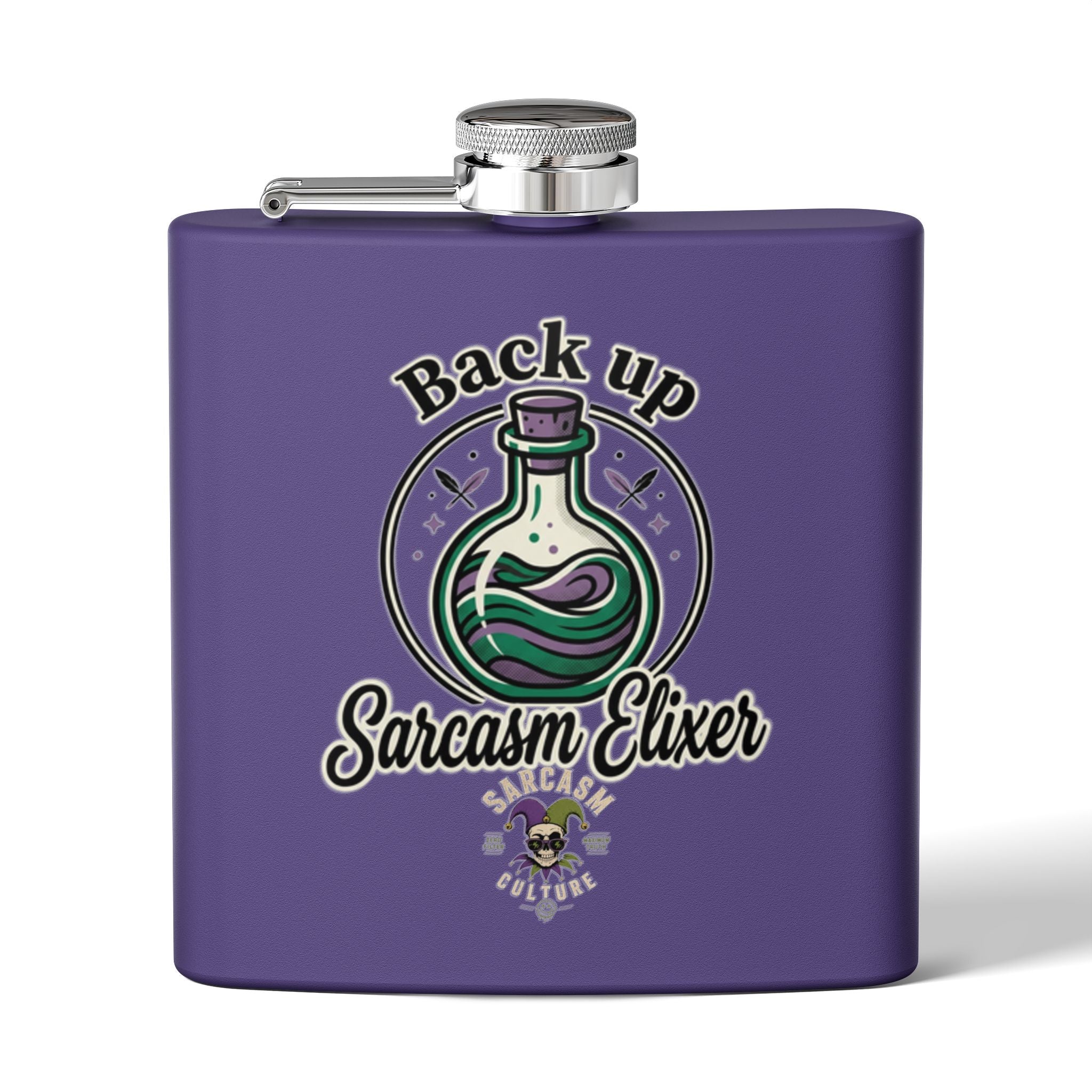 Sarcasm Elixir Flask — 6oz Stainless Steel Hip Flask
