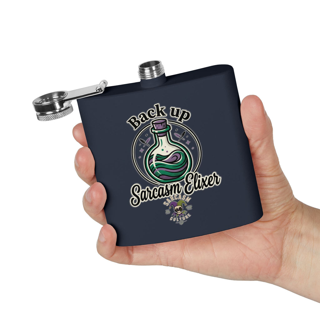 Sarcasm Elixir Flask — 6oz Stainless Steel Hip Flask