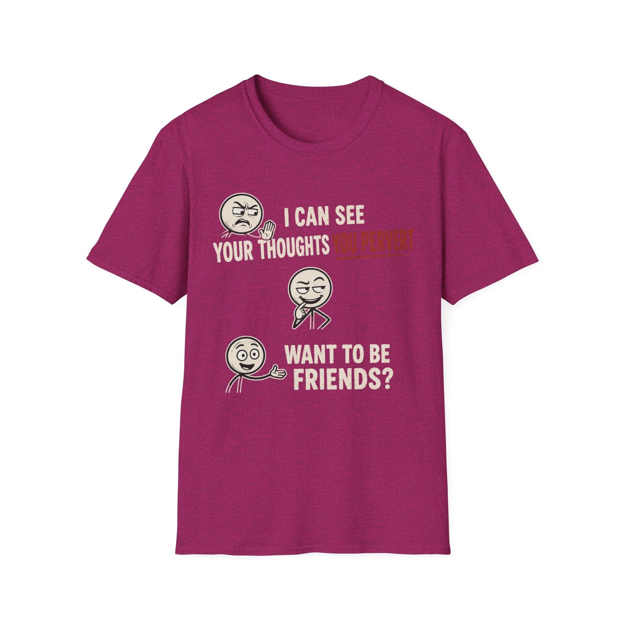 Funny Emoji T-Shirt — "I Can See Your Thoughts, You Pervert" Graphic Tee