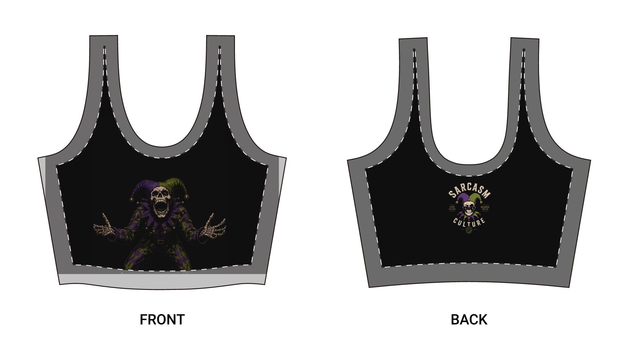 Gorilla Skull Sports Bra – Black Graphic Athletic Crop Top