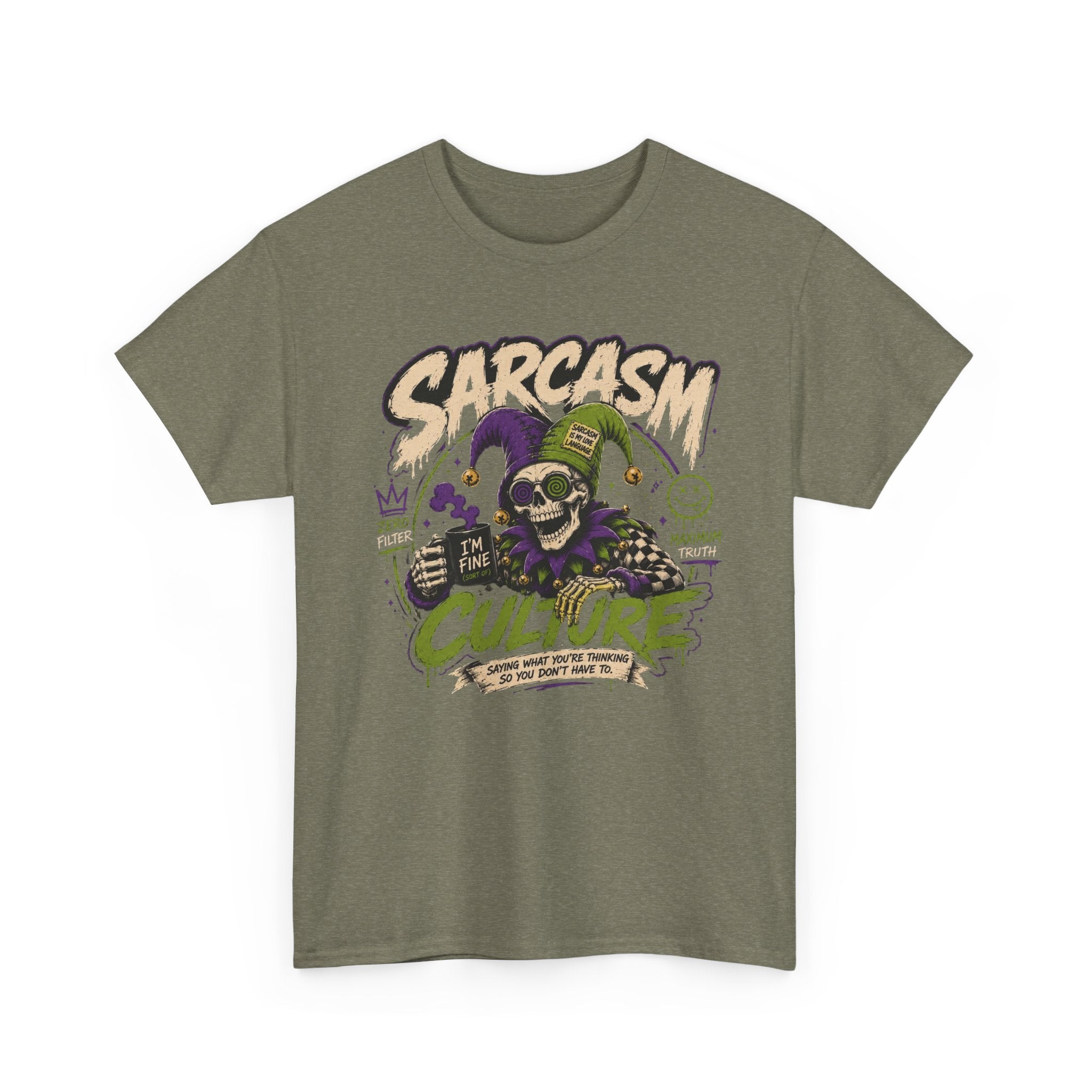 Off His Meds Jester Tee — Wild & Unhinged Sarcasm Culture Graphic T-Shirt