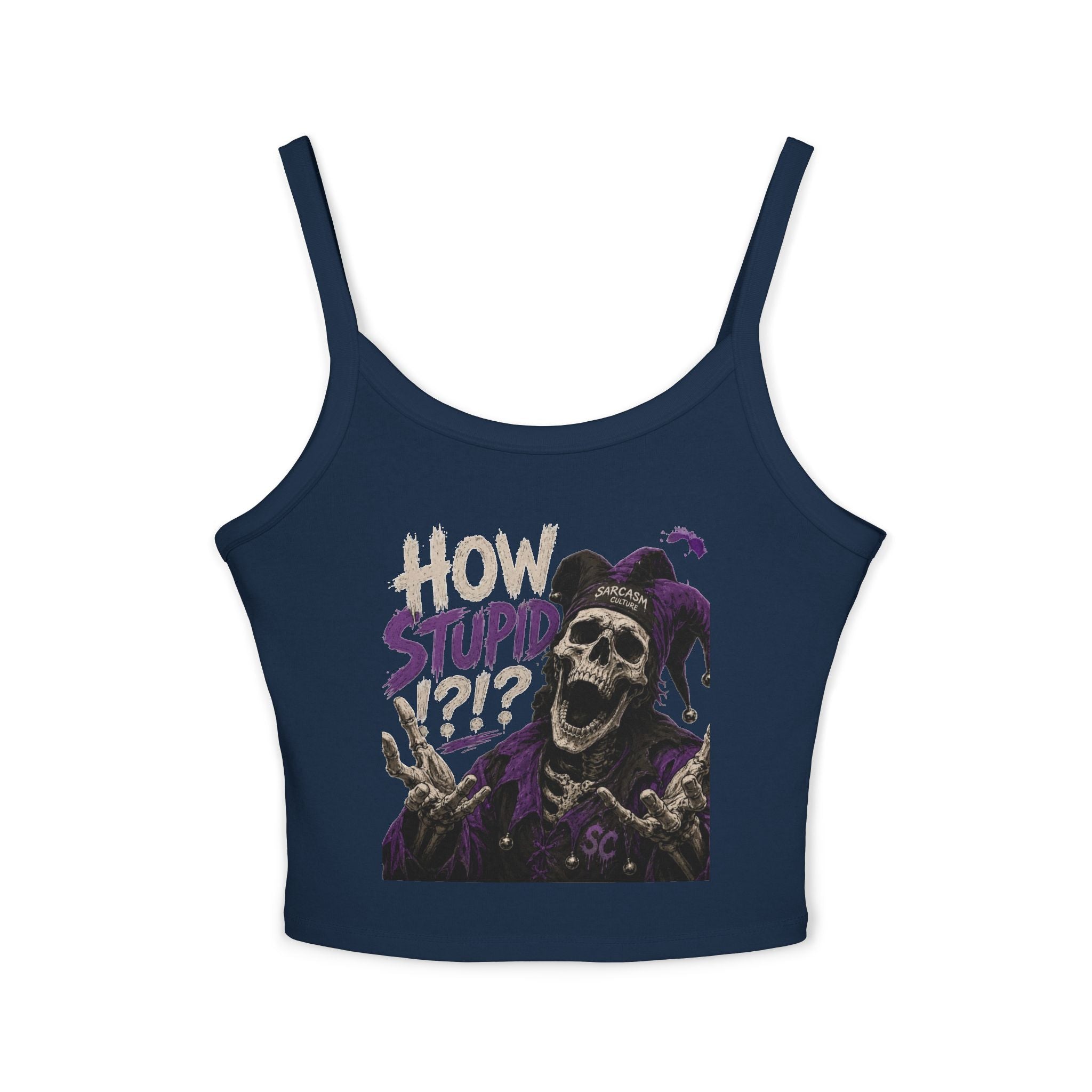 How Stupid?! — Jester Spaghetti Strap Crop Tank Top