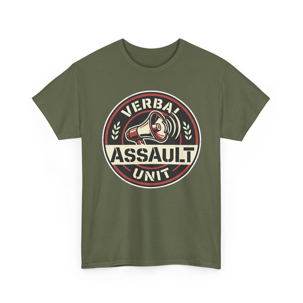 "Verbal Assault Unit" Funny Sarcasm Megaphone Dark Humor Graphic T-Shirt