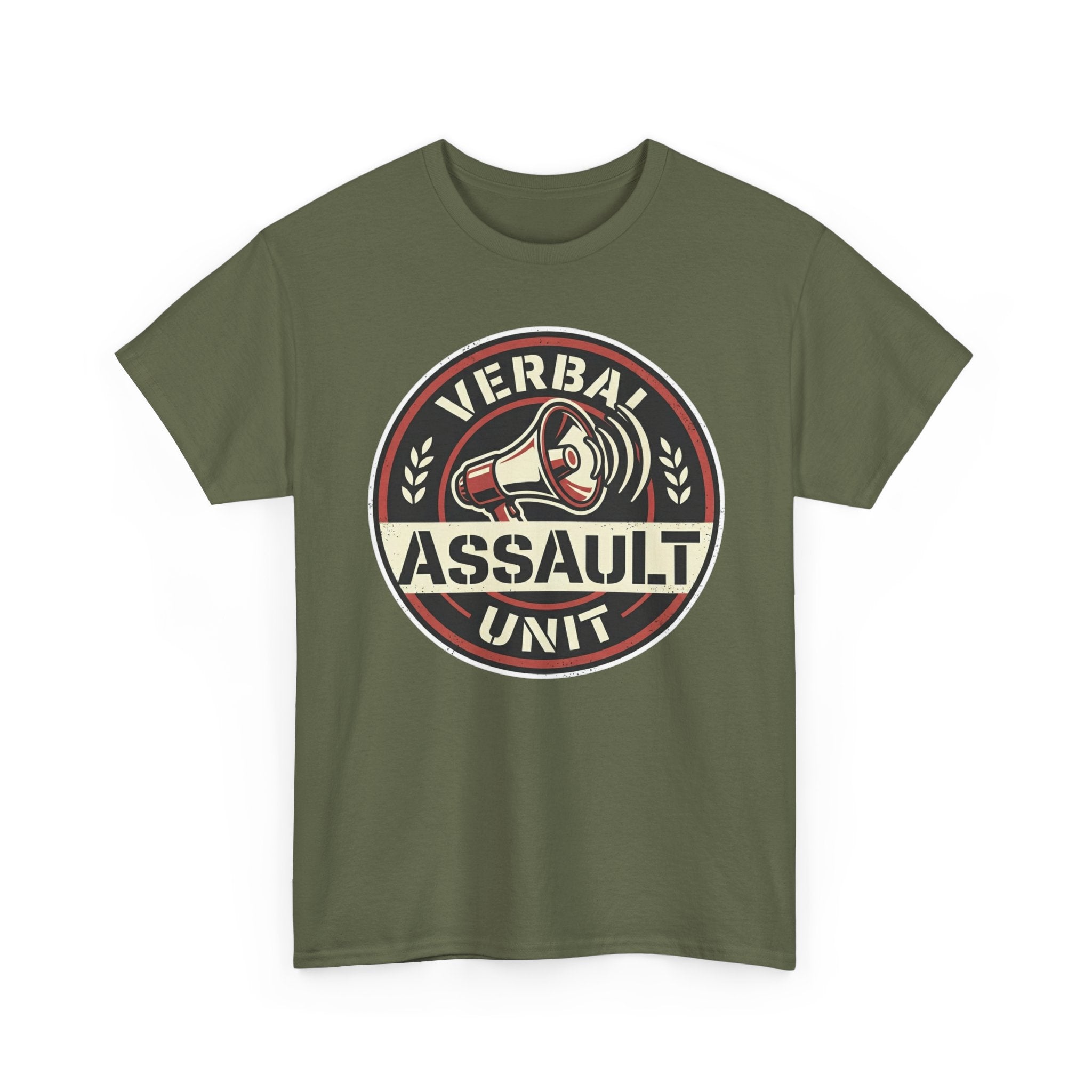 "Verbal Assault Unit" Funny Sarcasm Megaphone Dark Humor Graphic T-Shirt