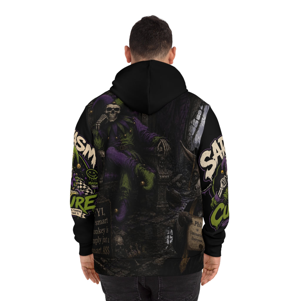 Sarcasm Culture Hoodie — Skeleton Jester Dark Humor Graphic Pullover