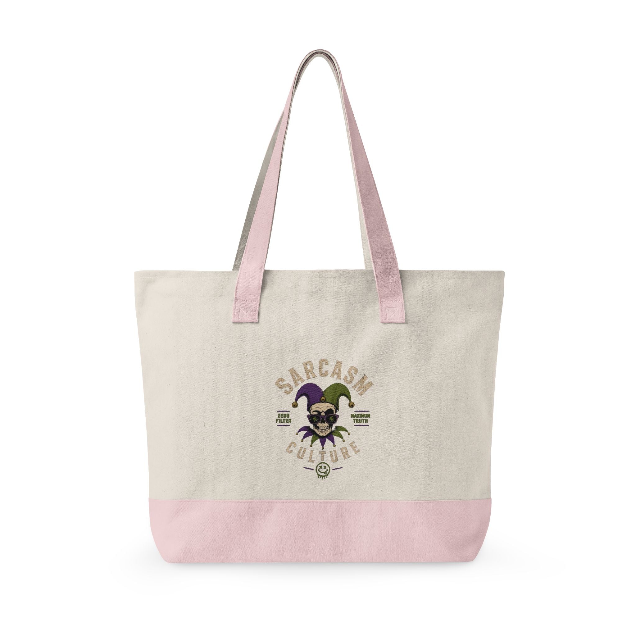 Zippered Canvas Tote — "Emotional Baggage" & Sarcastic Clown Graphic Utility Bag