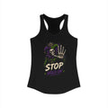 Stop Hold On Racerback Tank — 'OK Now Talk' Jester Graphic Women's Tank Top