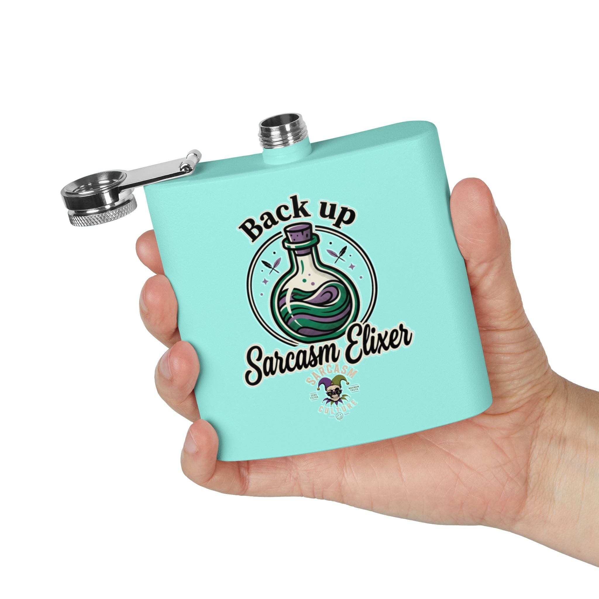 Sarcasm Elixir Flask — 6oz Stainless Steel Hip Flask