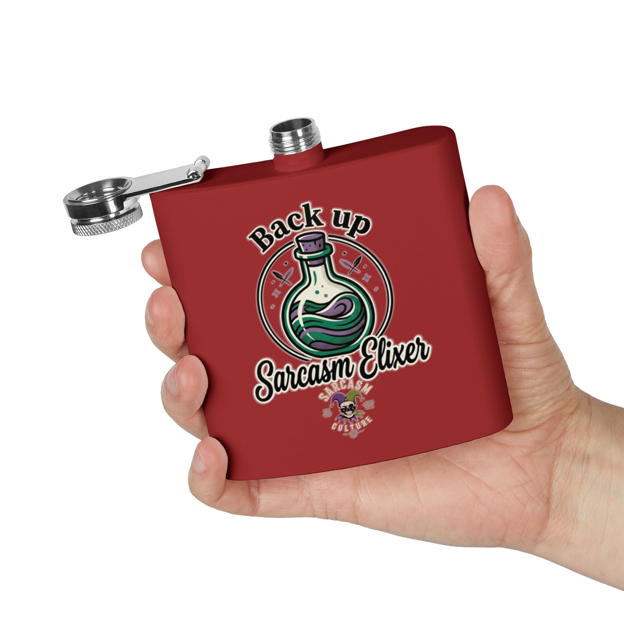Sarcasm Elixir Flask — 6oz Stainless Steel Hip Flask