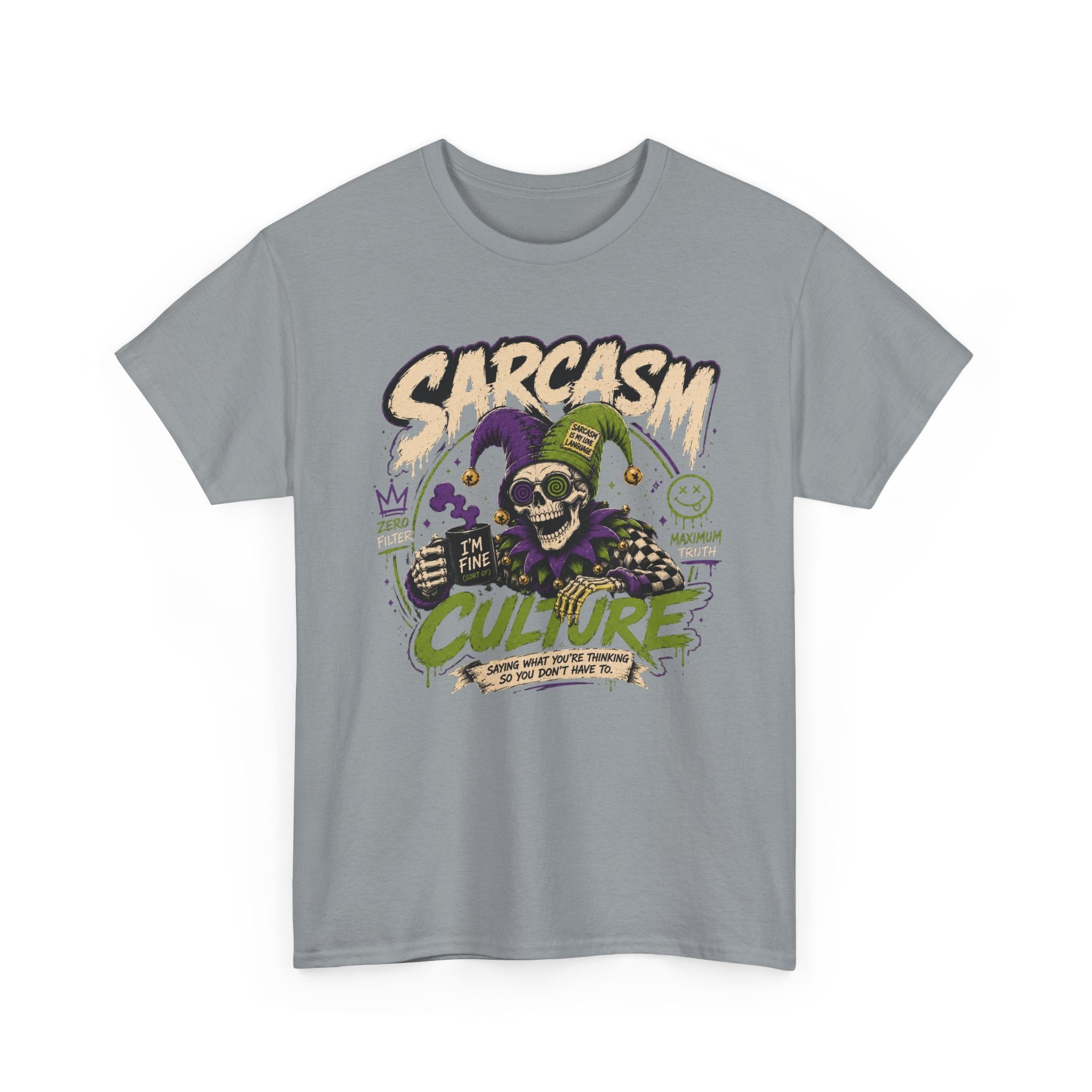 Off His Meds Jester Tee — Wild & Unhinged Sarcasm Culture Graphic T-Shirt
