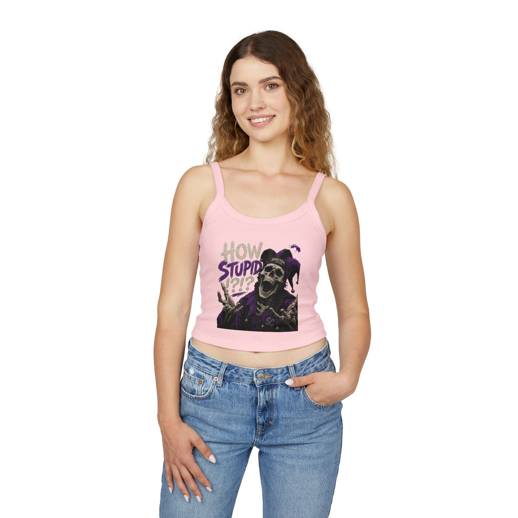 How Stupid?! — Jester Spaghetti Strap Crop Tank Top