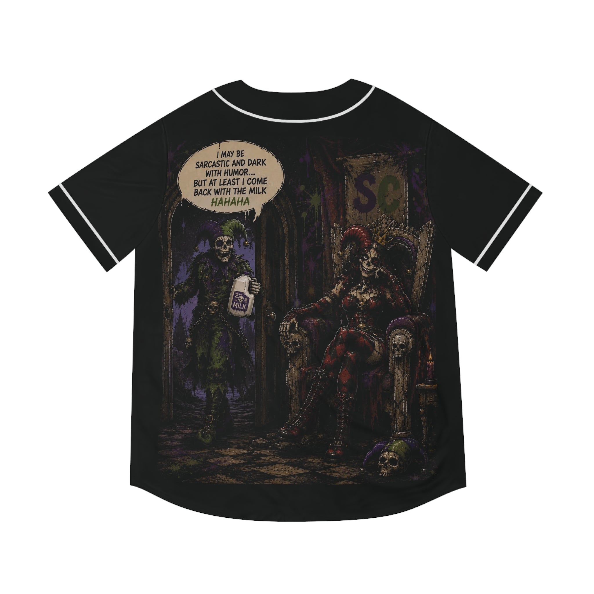 Sarcasm Culture Baseball Jersey – Dark Joker Skull Graphic