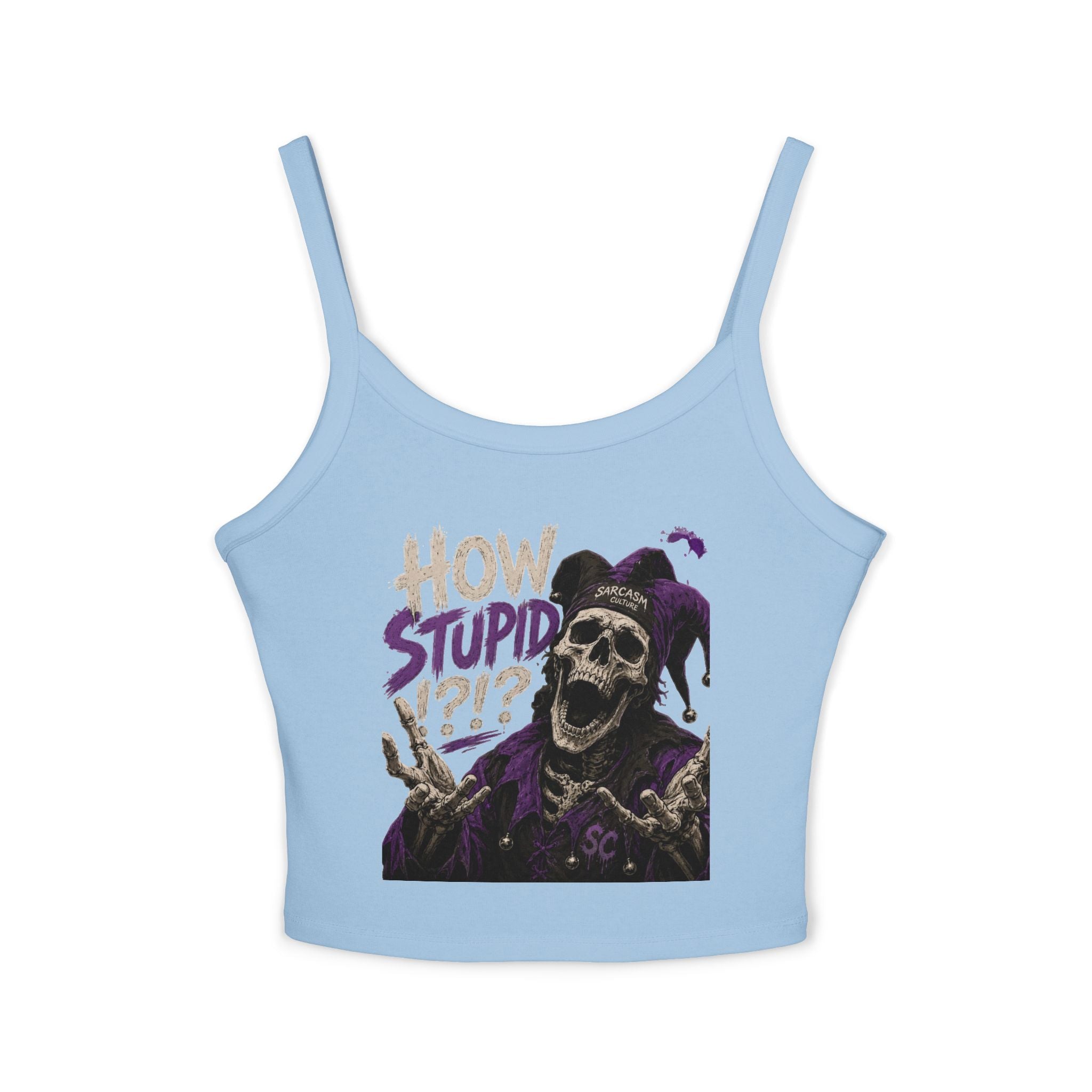 How Stupid?! — Jester Spaghetti Strap Crop Tank Top