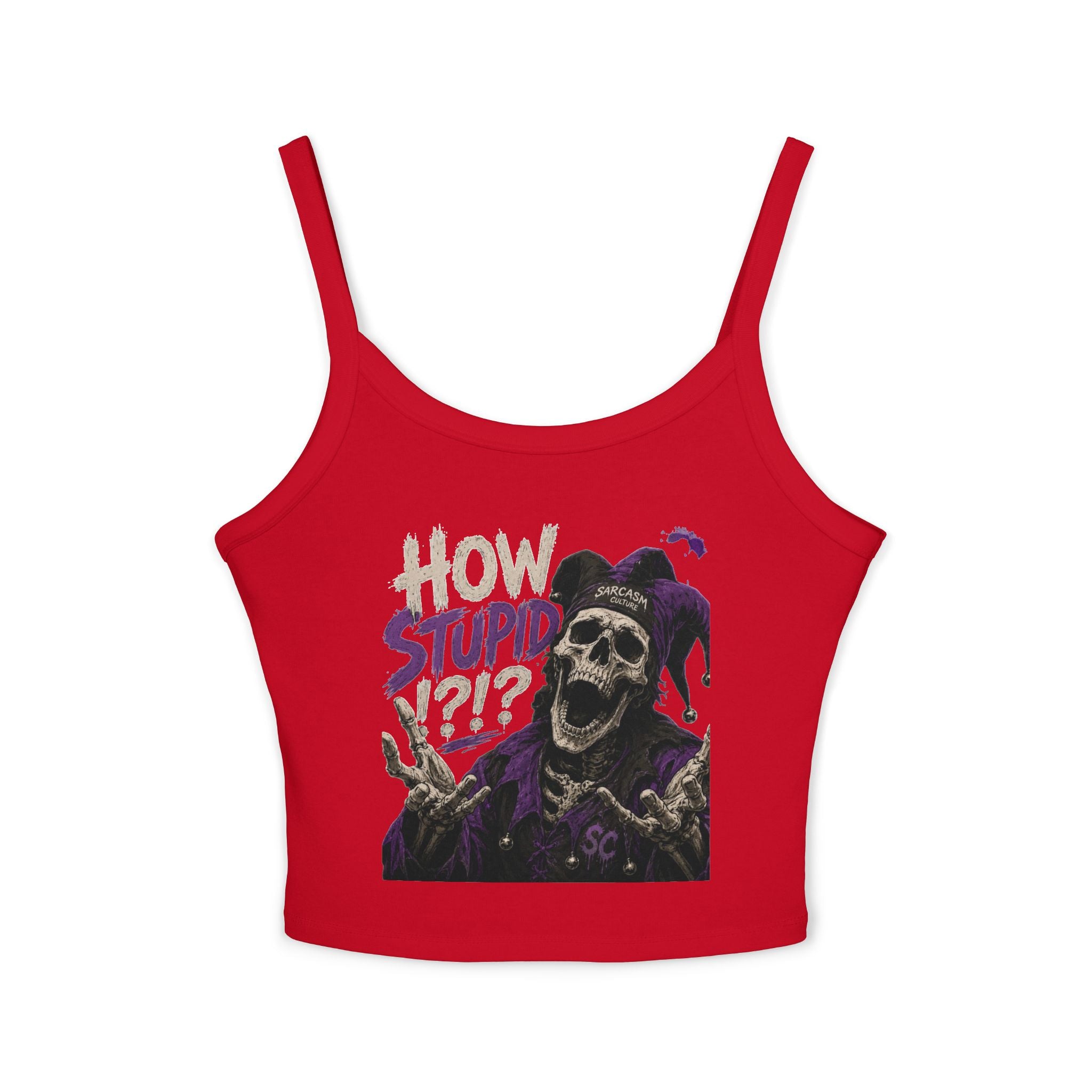 How Stupid?! — Jester Spaghetti Strap Crop Tank Top