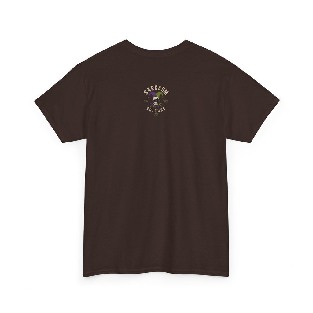 Skull Jester Tee — "Too Tired to Pretend I Like You" Graphic T-Shirt