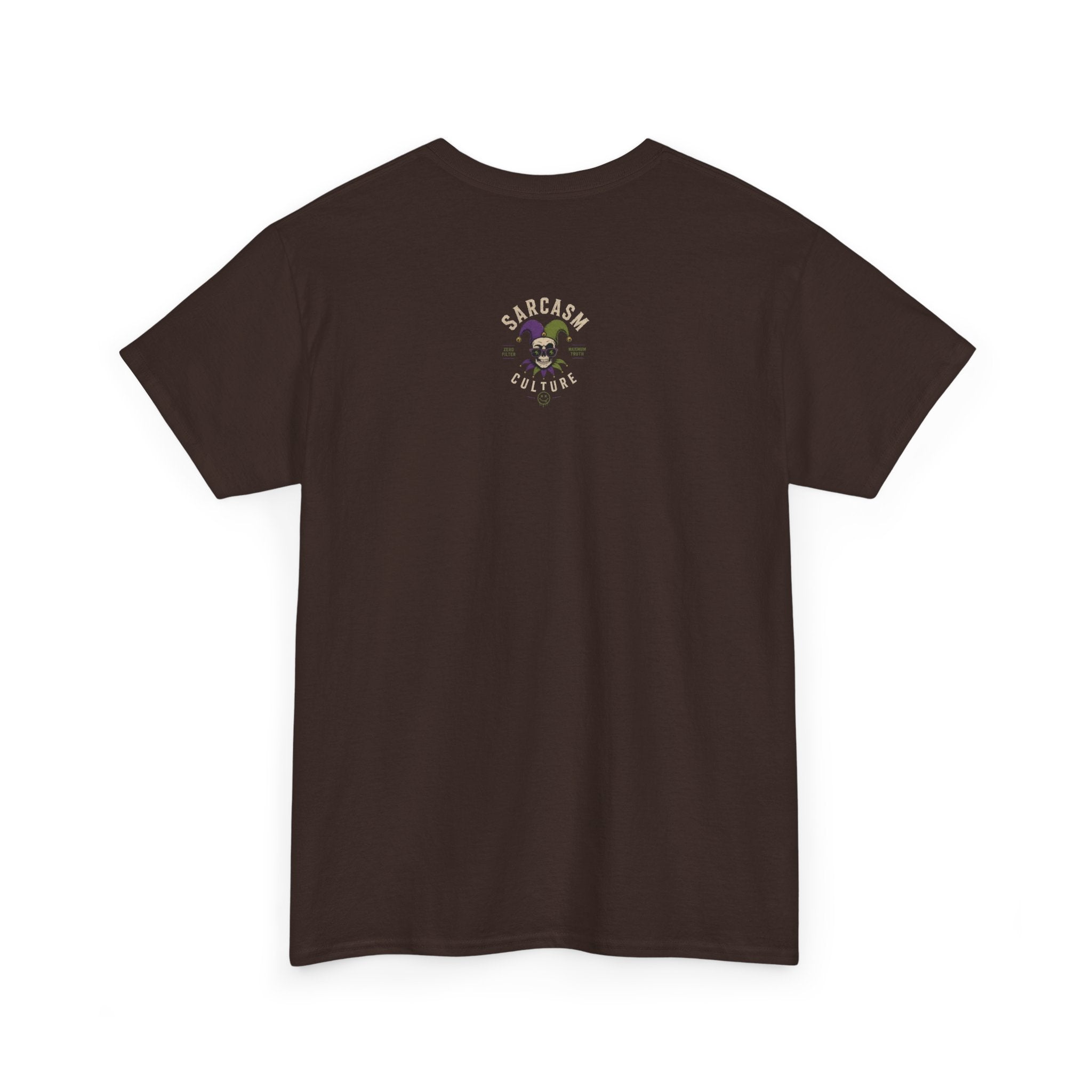 Skull Jester Tee — "Too Tired to Pretend I Like You" Graphic T-Shirt