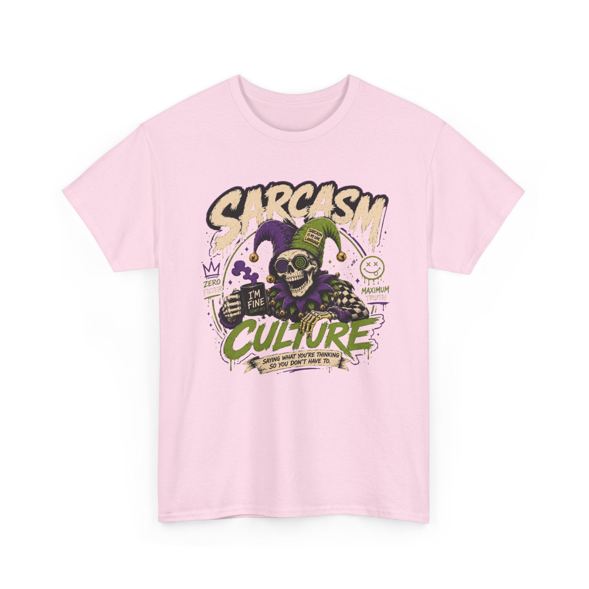 Off His Meds Jester Tee — Wild & Unhinged Sarcasm Culture Graphic T-Shirt