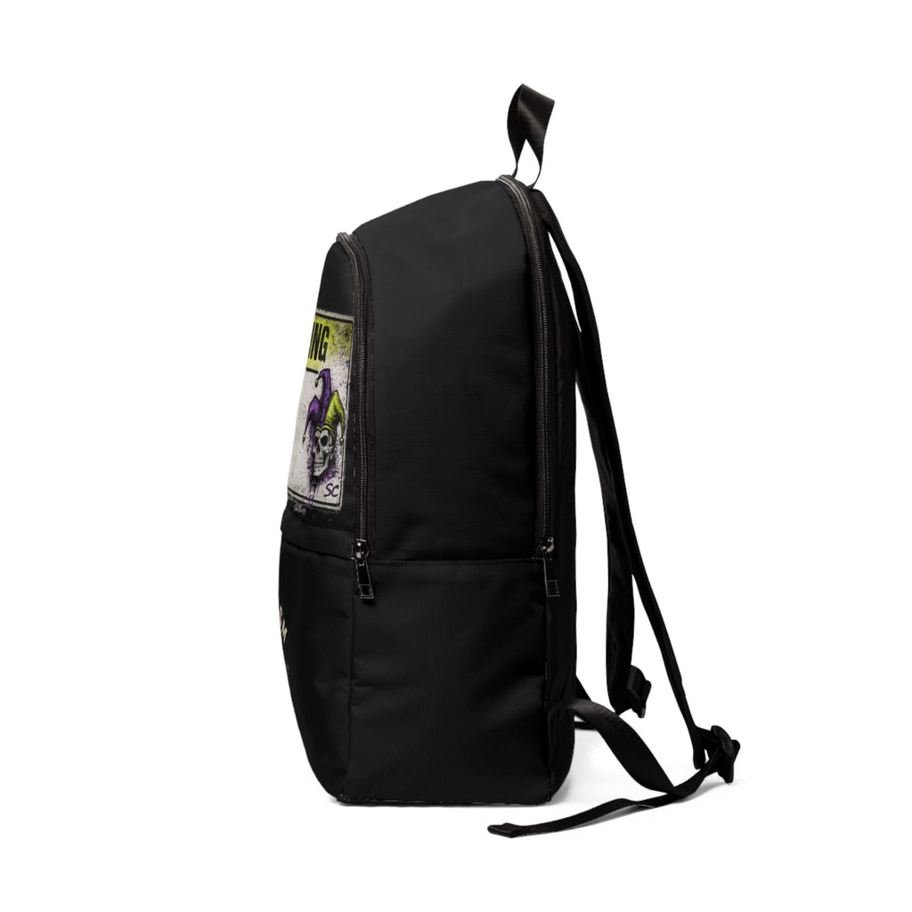 Warning Sarcasm Backpack — "Warning: May Contain Sarcasm, Bad Decisions" Funny Black Daypack