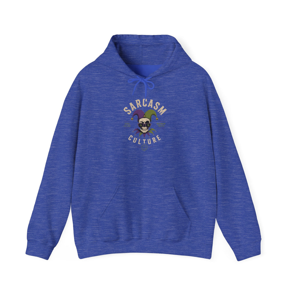 Off His Meds Jester Hoodie — Wild & Unhinged Sarcasm Culture Graphic Sweatshirt