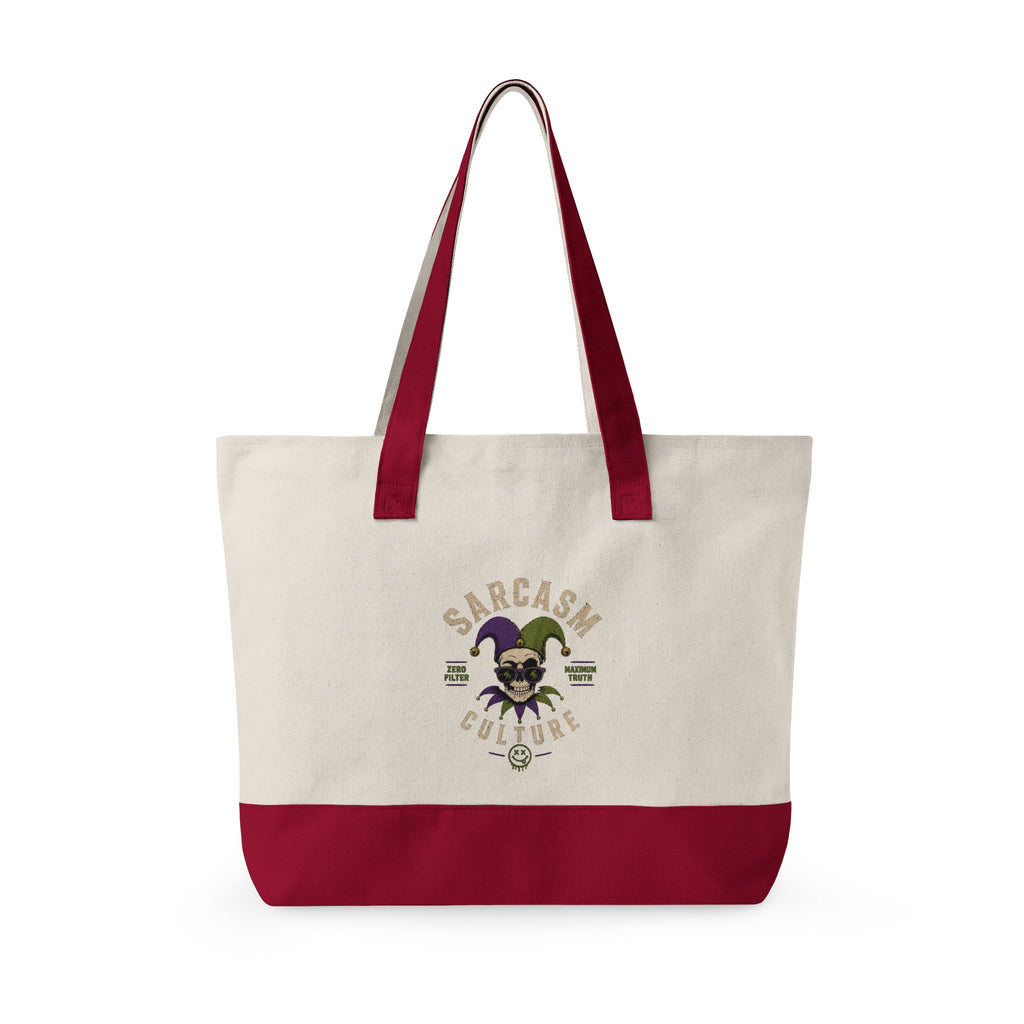 Zippered Canvas Tote — "Emotional Baggage" & Sarcastic Clown Graphic Utility Bag