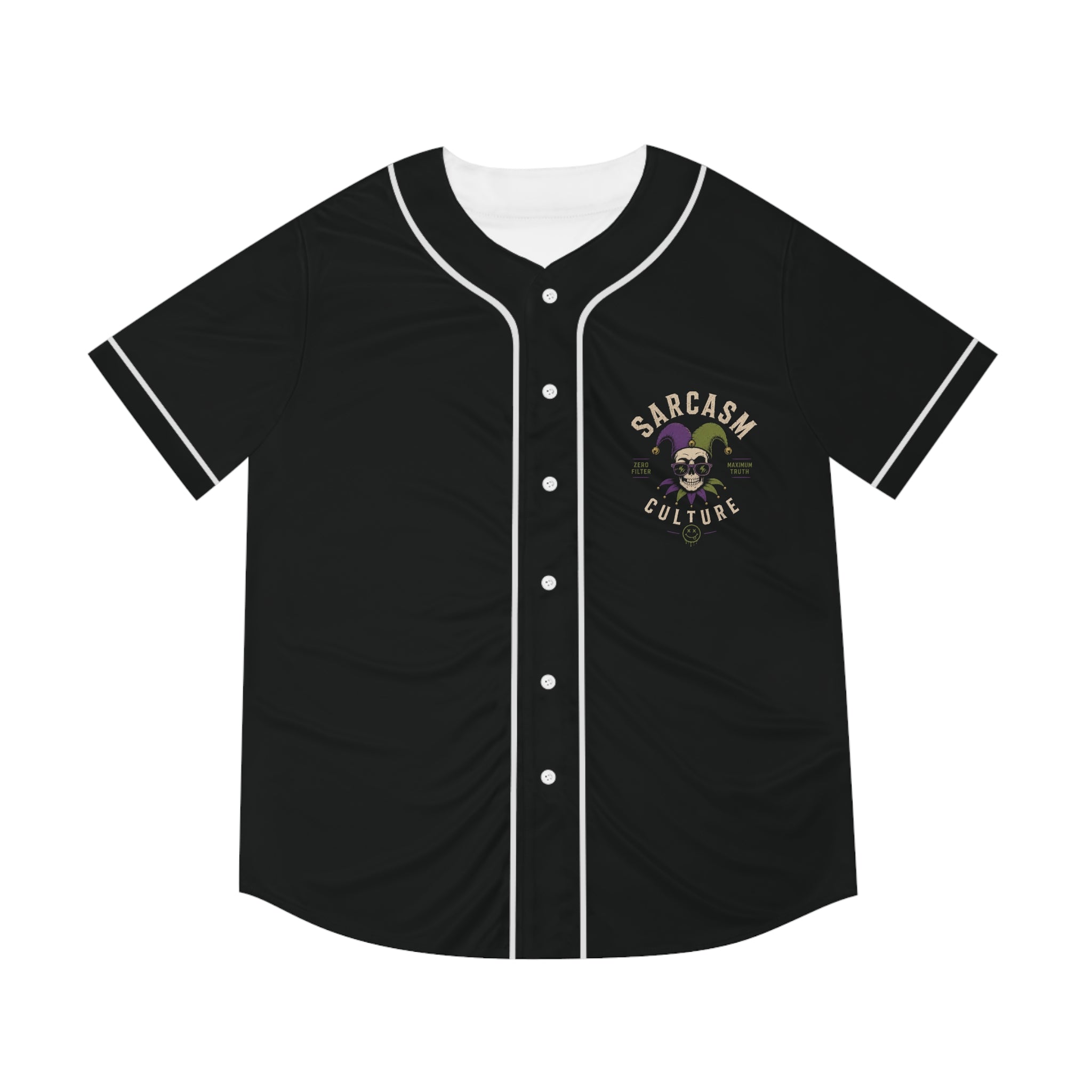 Sarcasm Culture Baseball Jersey – Dark Joker Skull Graphic