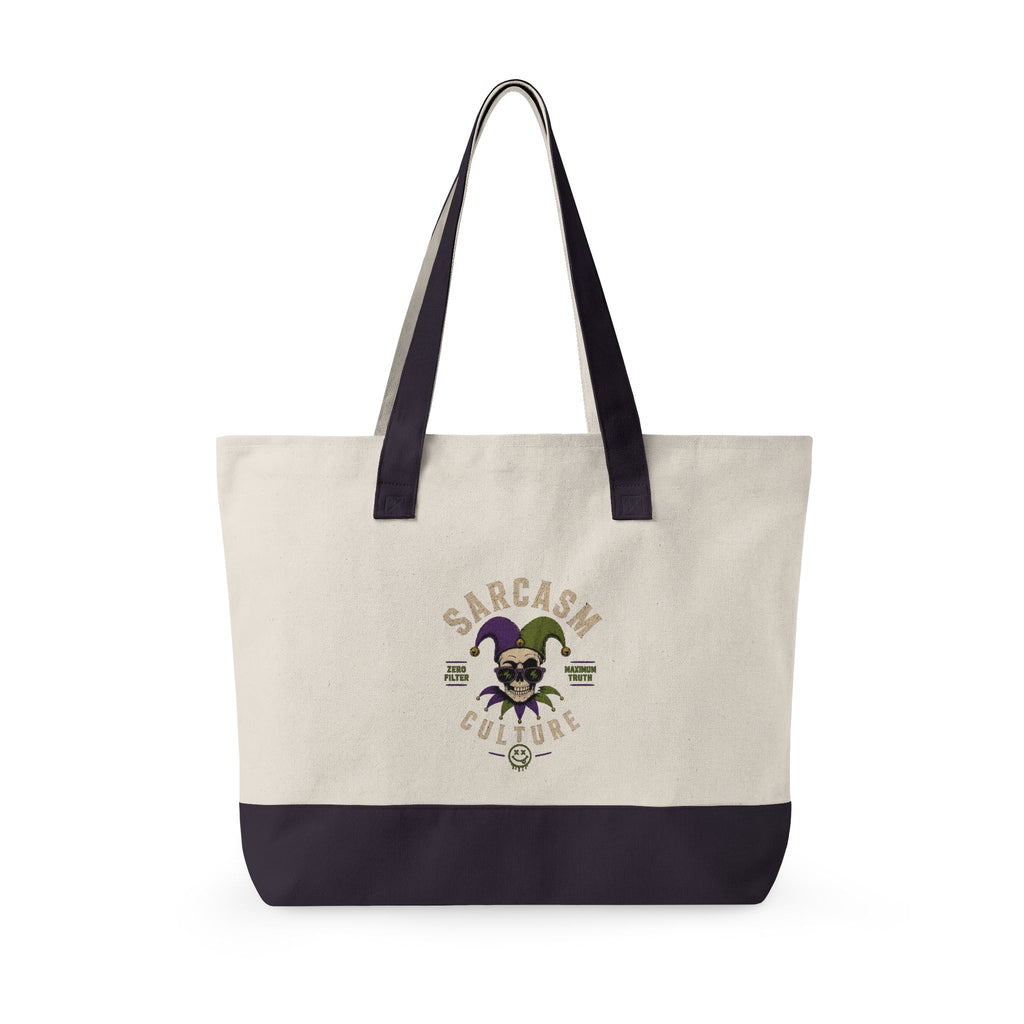 Zippered Canvas Tote — "Emotional Baggage" & Sarcastic Clown Graphic Utility Bag
