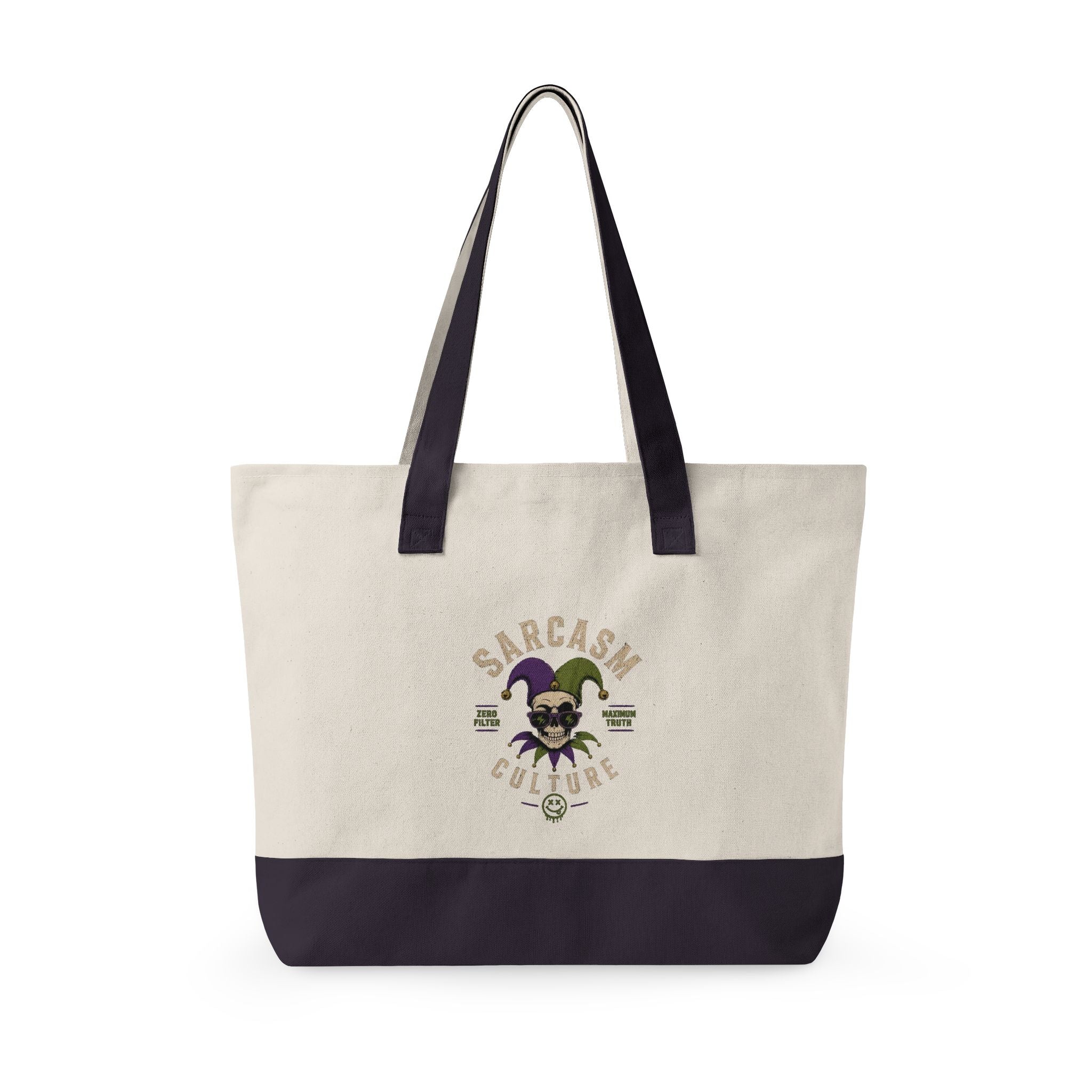 Zippered Canvas Tote — "Emotional Baggage" & Sarcastic Clown Graphic Utility Bag
