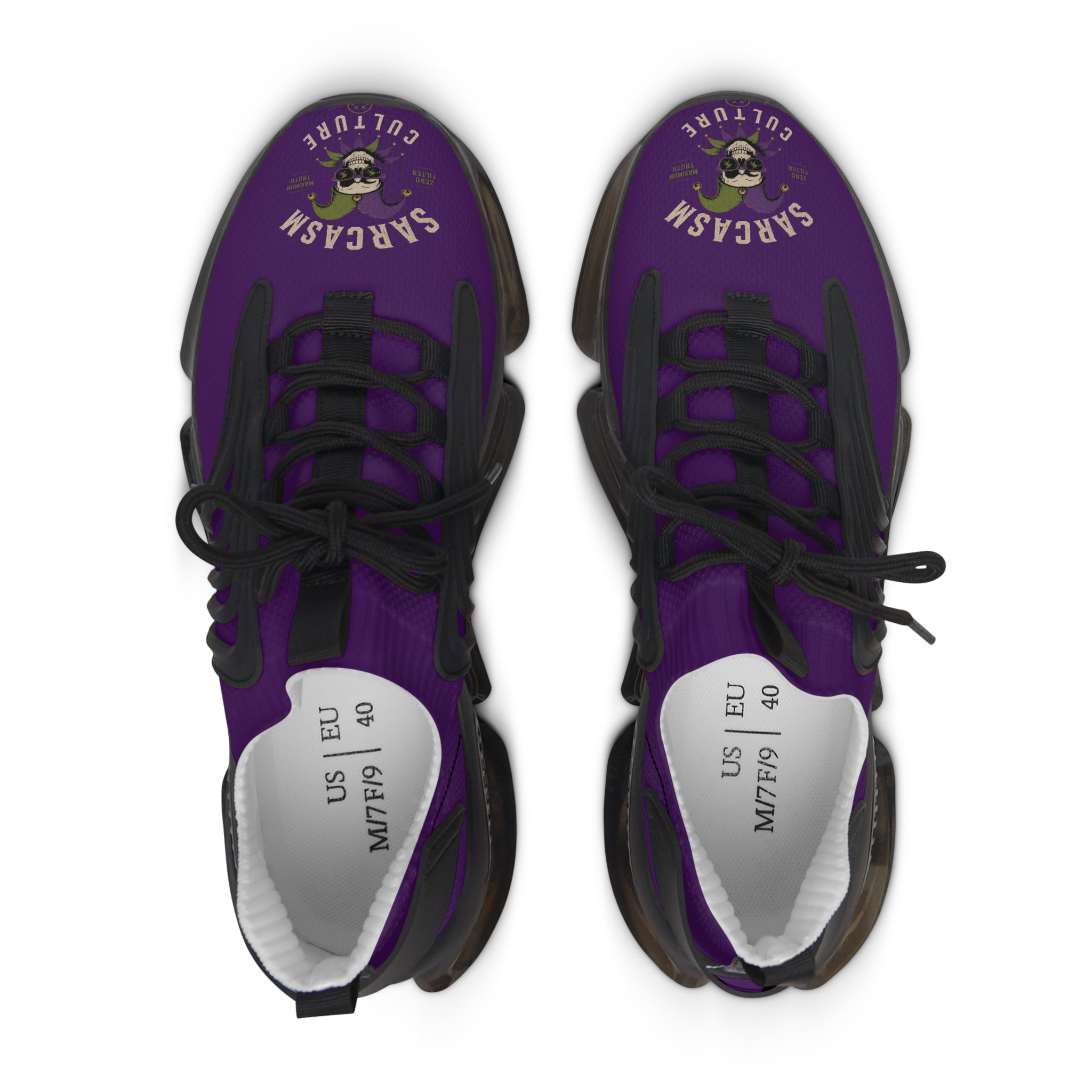 Mesh Sneakers — 'Sarcasm & Culture' Purple Statement Shoes