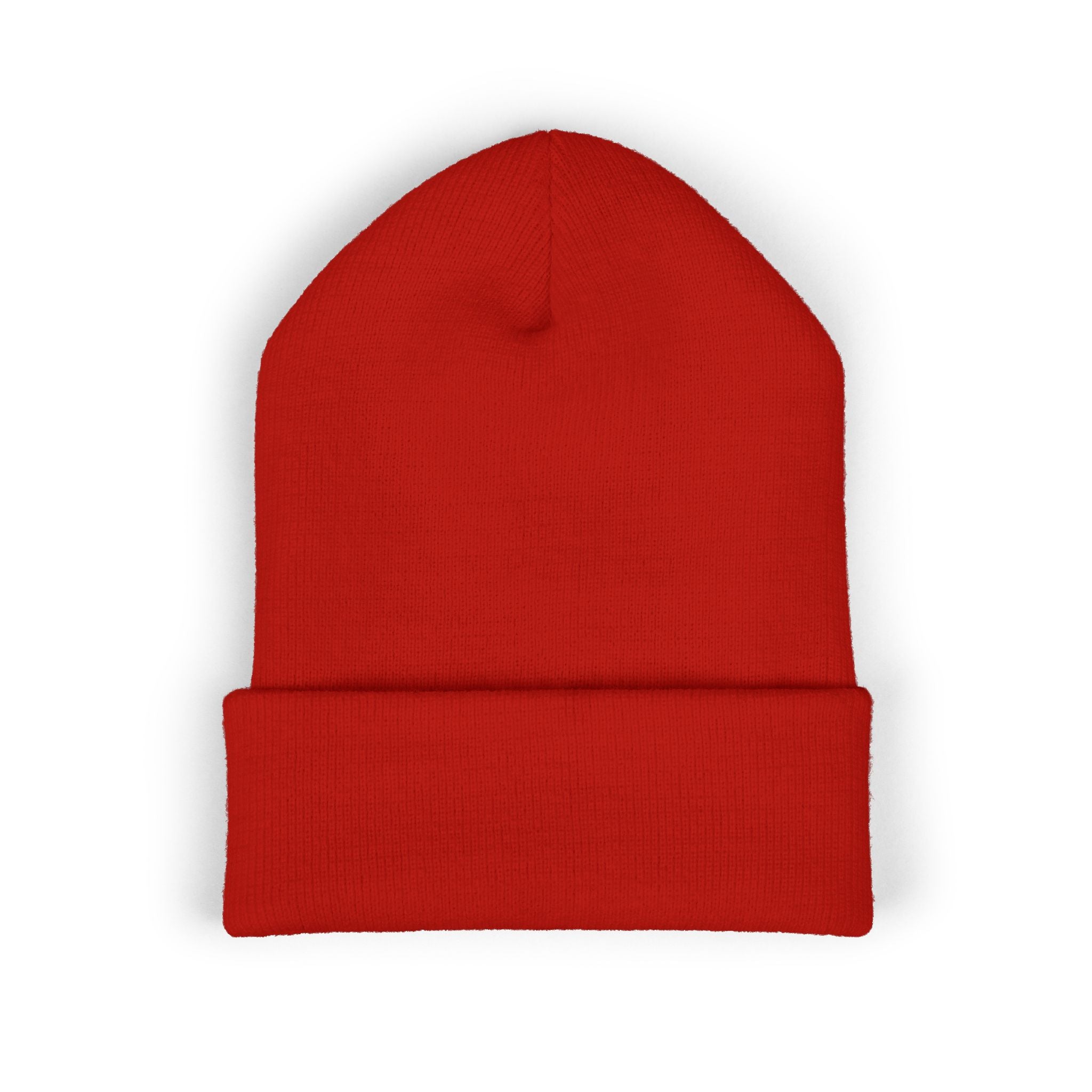 Sarcasm Culture Embroidered Cuffed Beanie — Olive Knit Winter Hat