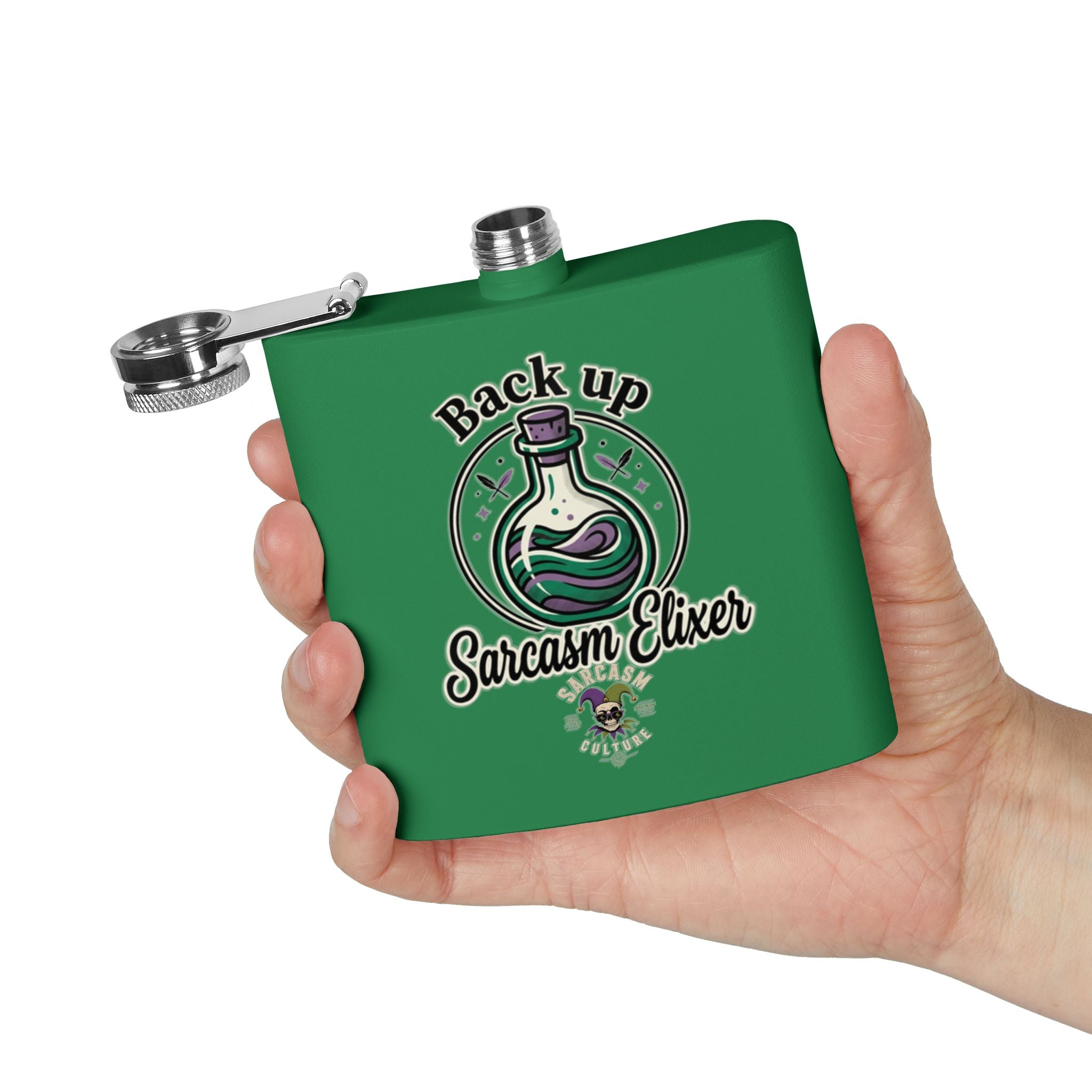 Sarcasm Elixir Flask — 6oz Stainless Steel Hip Flask