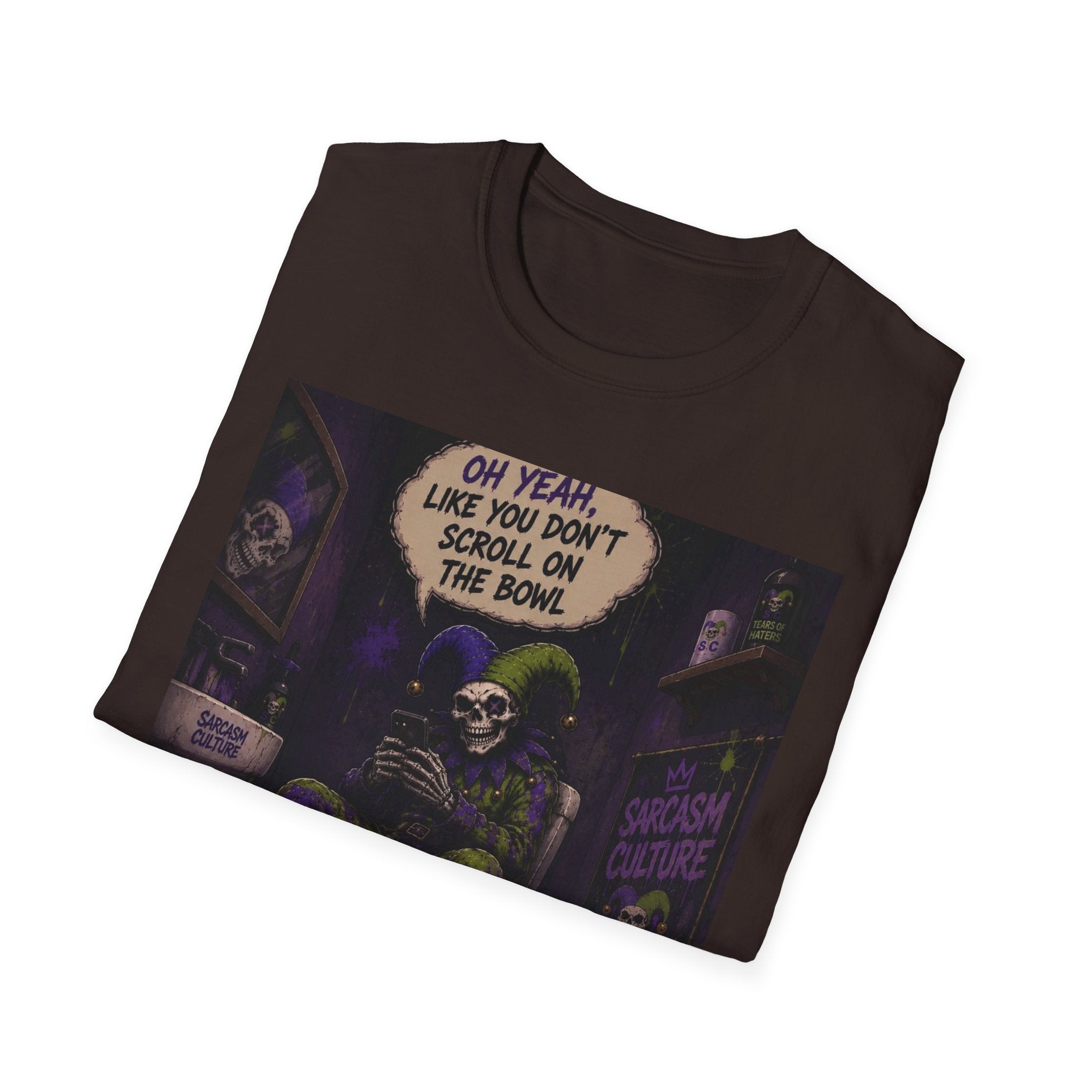 Skull Throne T-Shirt — 'Oh Yeah, Like You Don't Scroll on the Bowl' Gothic Graphic Tee