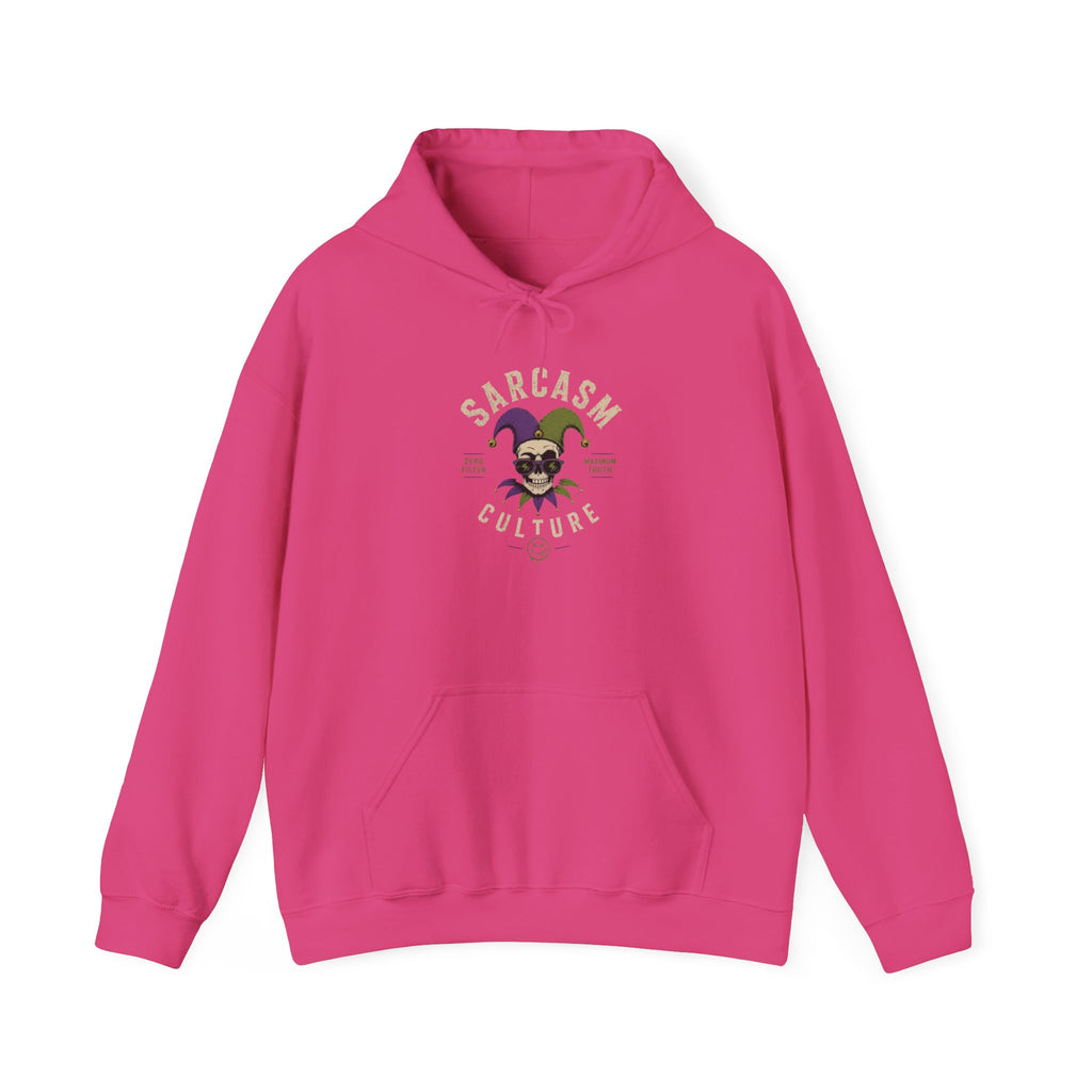 Off His Meds Jester Hoodie — Wild & Unhinged Sarcasm Culture Graphic Sweatshirt