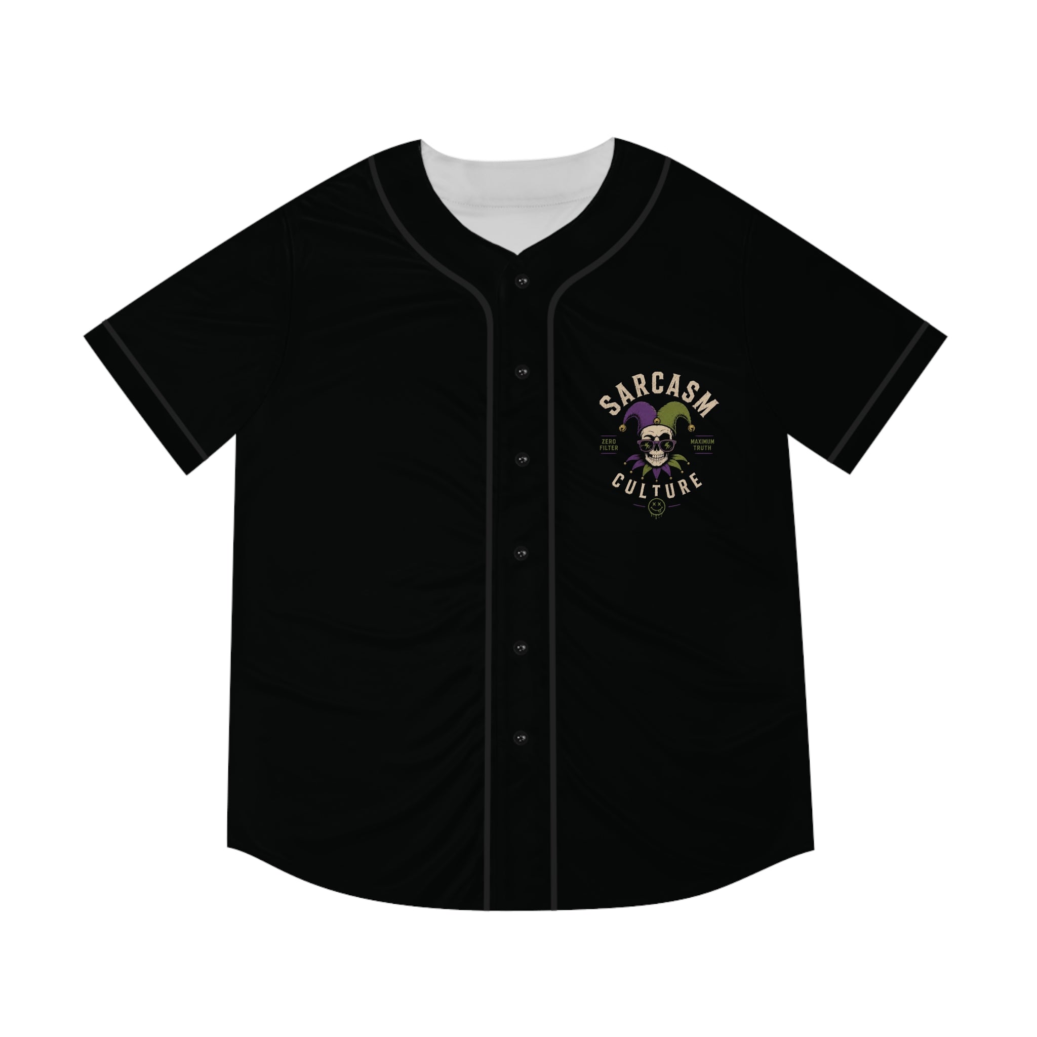 Sarcasm Culture Baseball Jersey – Dark Joker Skull Graphic