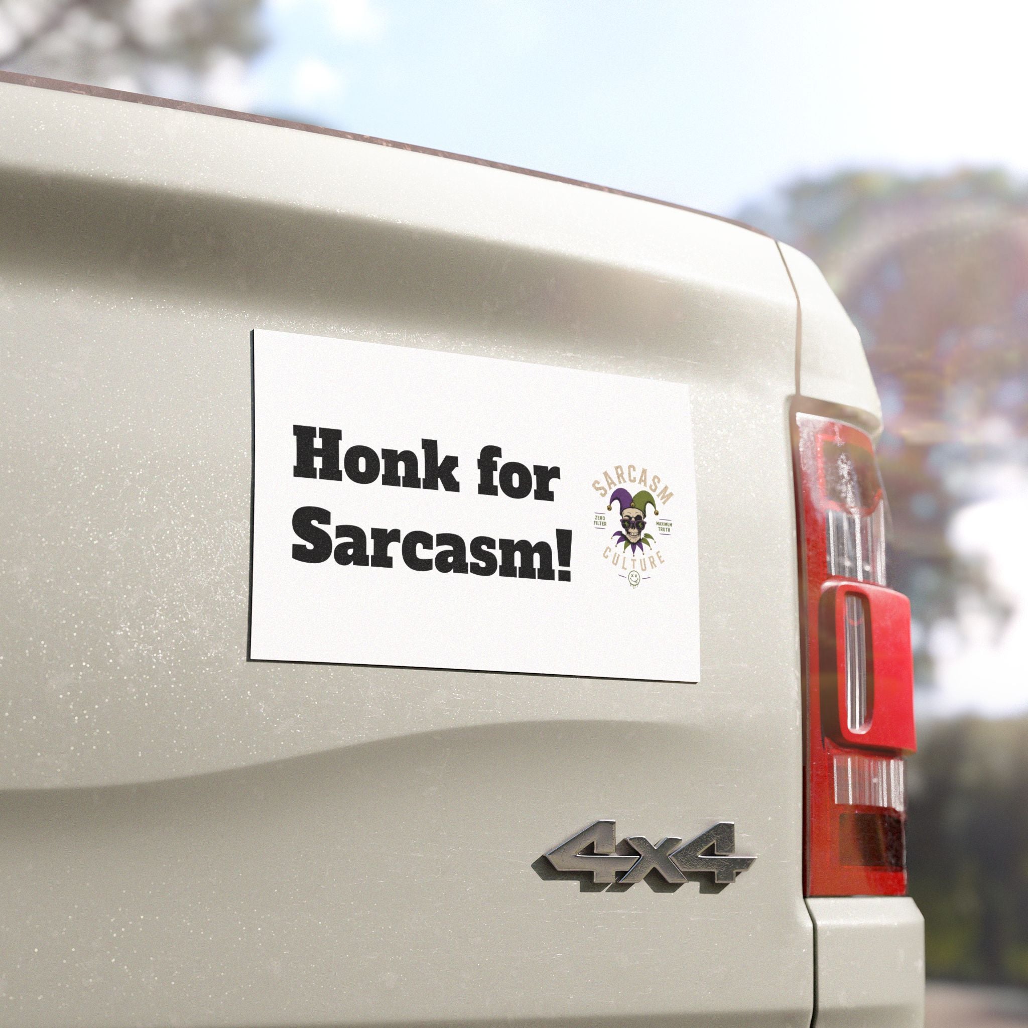 Car Magnet — "Honk for Sarcasm!" Funny Bumper Sticker-Style Magnet