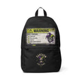 Warning Sarcasm Backpack — "Warning: May Contain Sarcasm, Bad Decisions" Funny Black Daypack